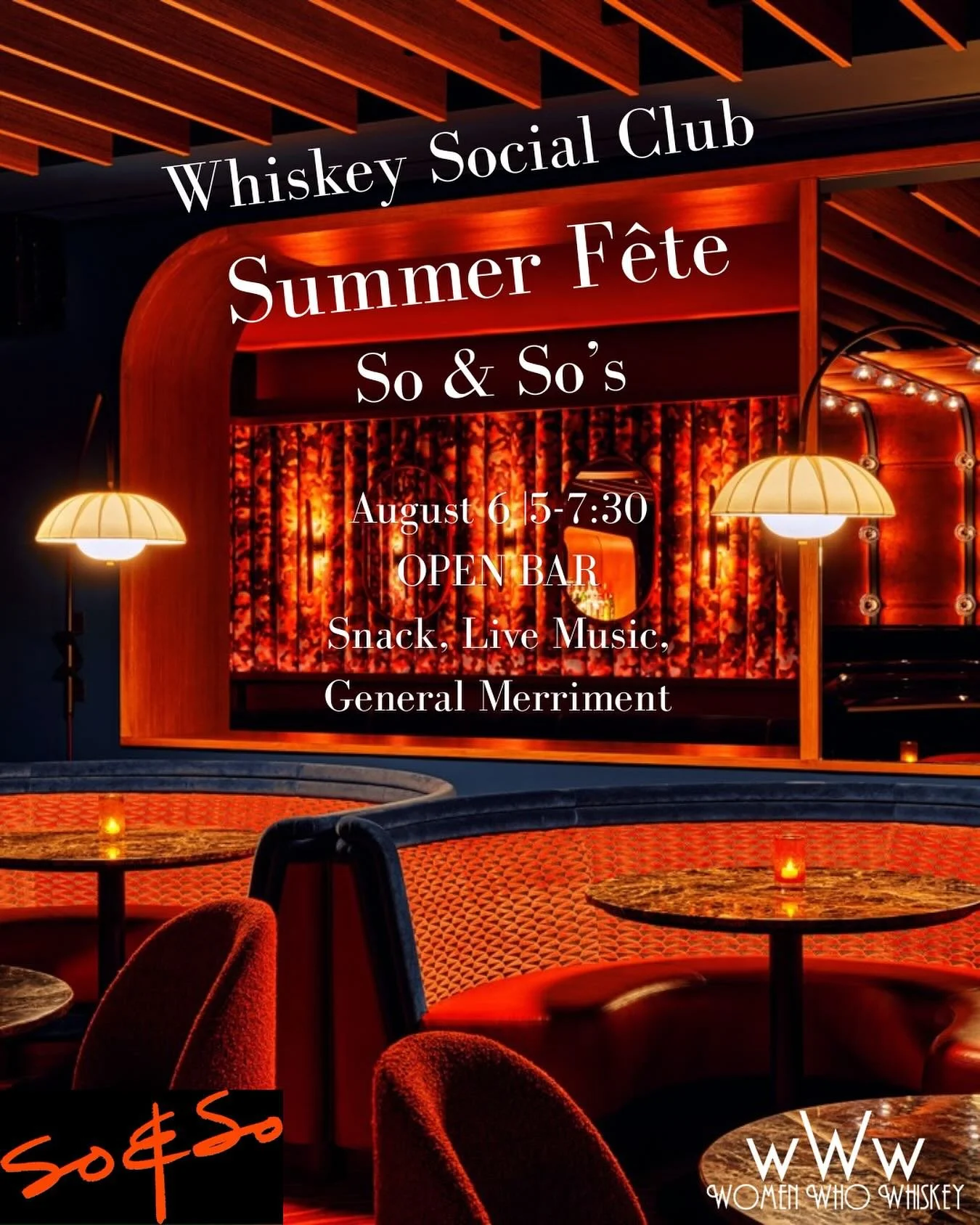 We&rsquo;re throwing a special edition Whiskey Social Club event&mdash;a &ldquo;Summer F&ecirc;te&rdquo; to toast the season and enjoy a breezy evening together, without the structure of a tasting or featured brand. Just good drinks, good vibes, and 