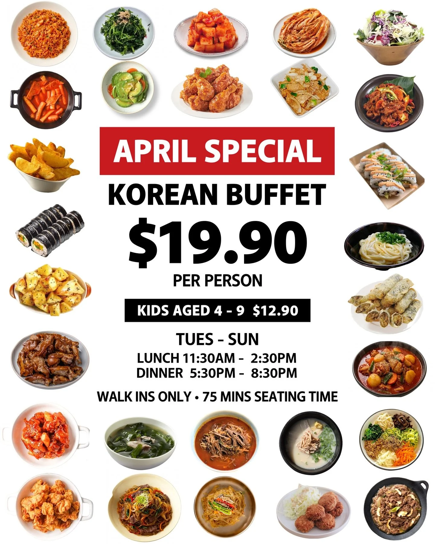 April Special! 
$19.90 All You Can Eat
All Day. Tues - Sun.

📍Inala Plaza