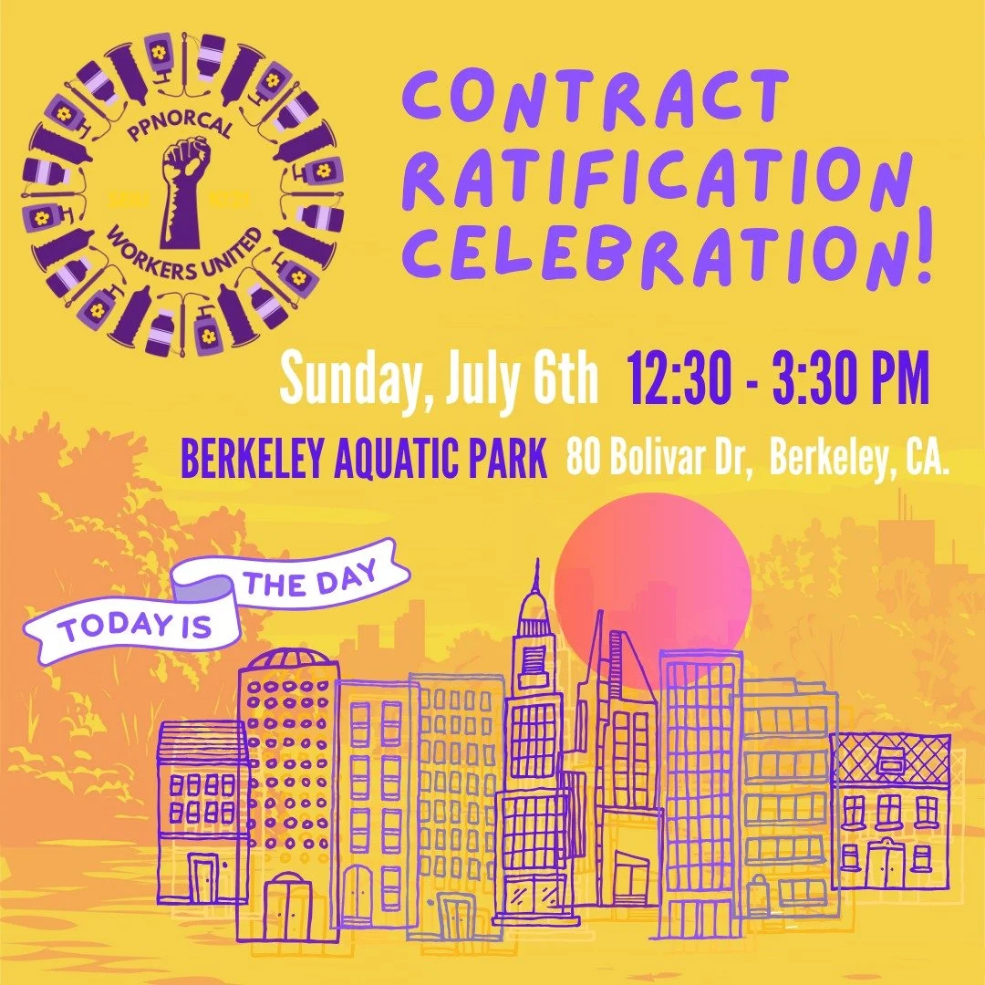 Today's the day of our East Bay ratification celebration!

We reserved a picnic area right near the playground, so kids are welcome to join!

We have learned that food and non-alcoholic drinks are included for family and friends of union members, so 