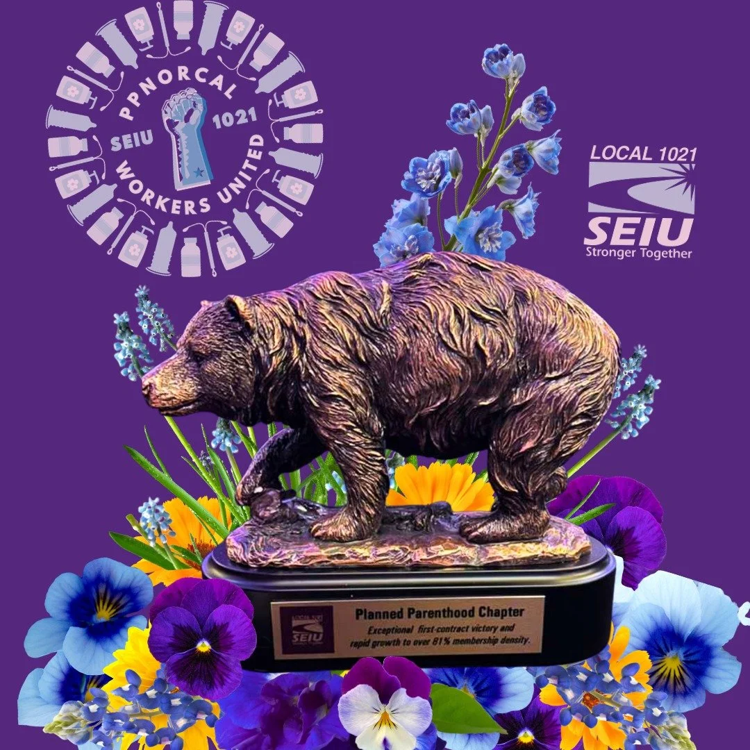 This January, SEIU 1021 awarded PPNCWU with this golden bear for &ldquo;Exceptional first-contract victory and rapid growth to over 81% membership density.&rdquo; This is due to the strong first contract we signed in June 2025, and having over 81% of