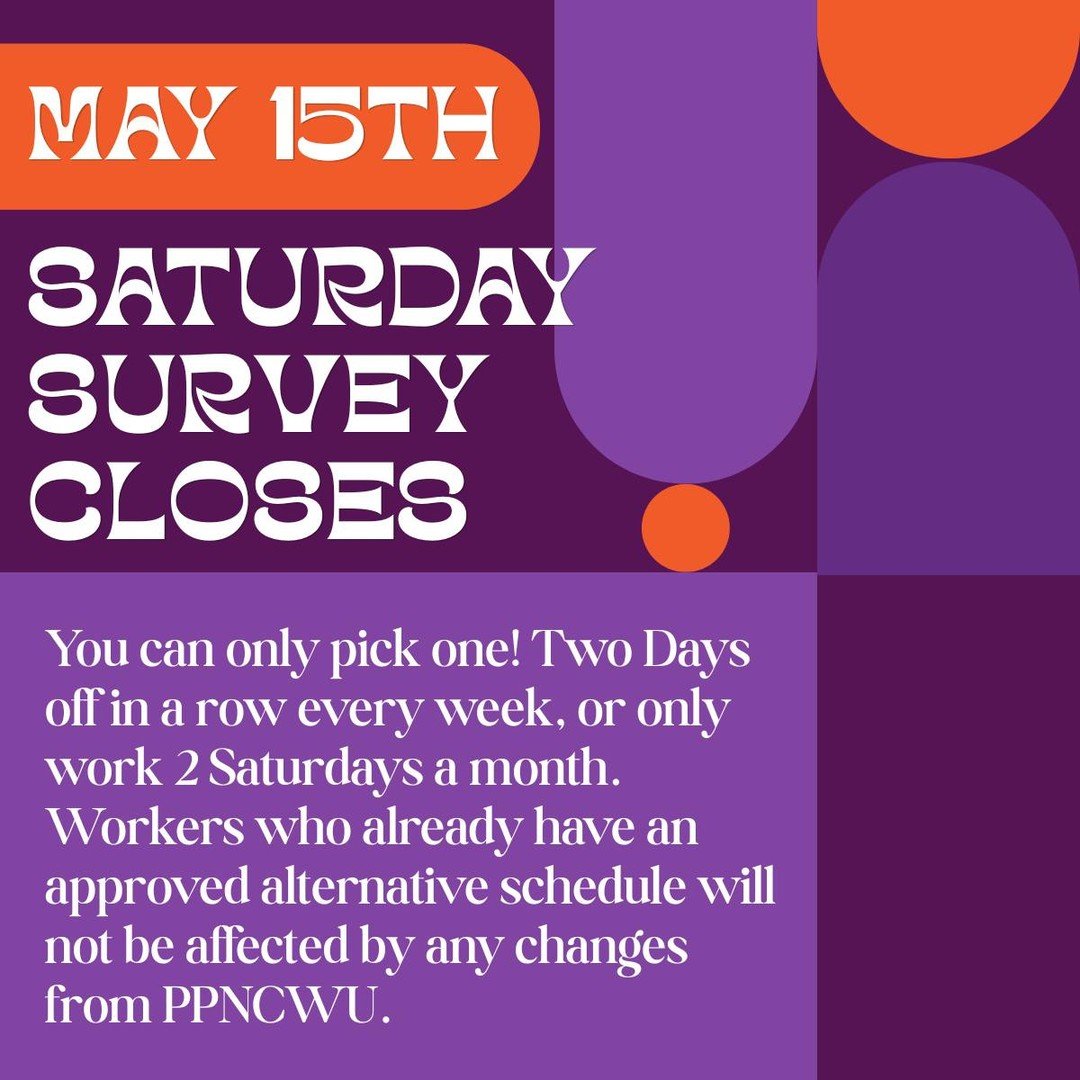 Copy &amp; paste the link into your search browser: https://forms.gle/2URQW9JzoJGspMJx7 

All members must decide whether the Labor-Management Committee should focus on ensuring everyone receives two consecutive days off or limiting schedules to no m