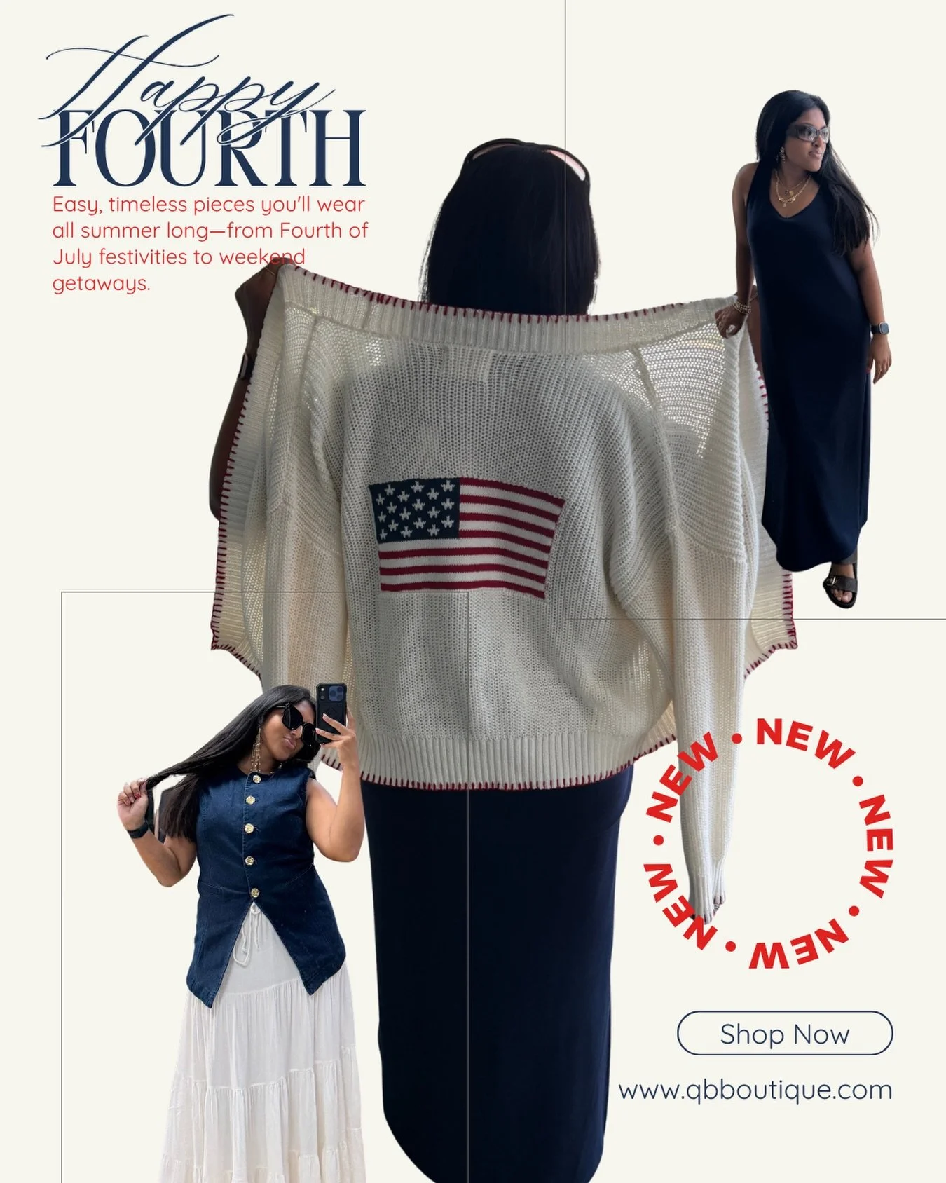 ❤️🤍💙 Red, White &amp; NEW ❤️🤍💙

Your Fourth of July outfit starts here&mdash;but these aren&rsquo;t just holiday pieces. They&rsquo;re timeless styles you&rsquo;ll wear all summer long. 

Open 9am-1pm today! Saturday, July 4th ❤️