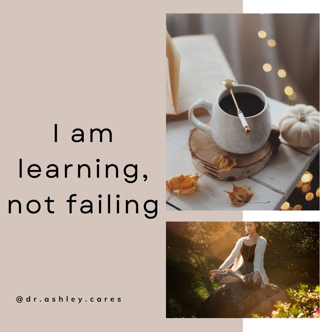 Affirmation: I am learning, not failing. 

#selfcompassion #selflove #healingjourney #therapistnearme #blacktherapistnearme