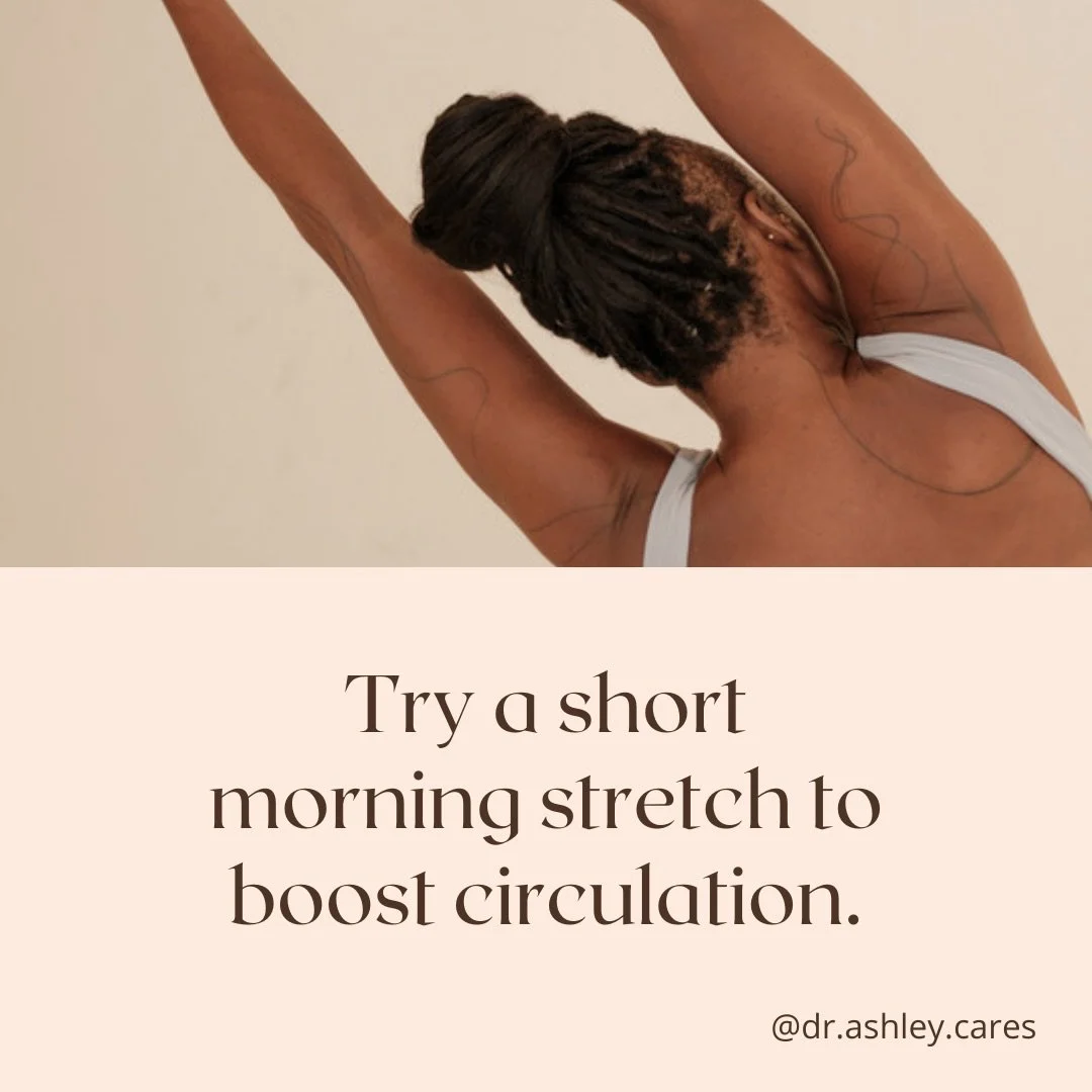 Quick tip: Try a short morning stretch to boost circulation. 

#quicktiptuesday #healingjourney #selfcare #therapistnearme #blacktherapistnearme