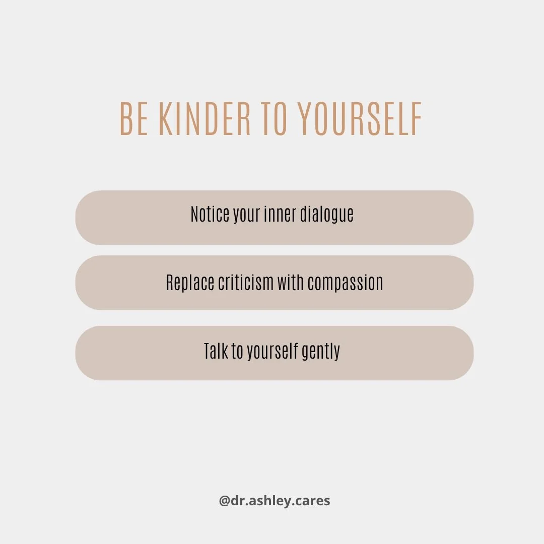 Be Kinder To Yourself 

&bull; Notice your inner dialogue 
&bull; Replace criticism with compassion 
&bull; Talk to yourself gently 

#selfcompassion #selflove #innercritic #therapistnearme #blacktherapistnearme