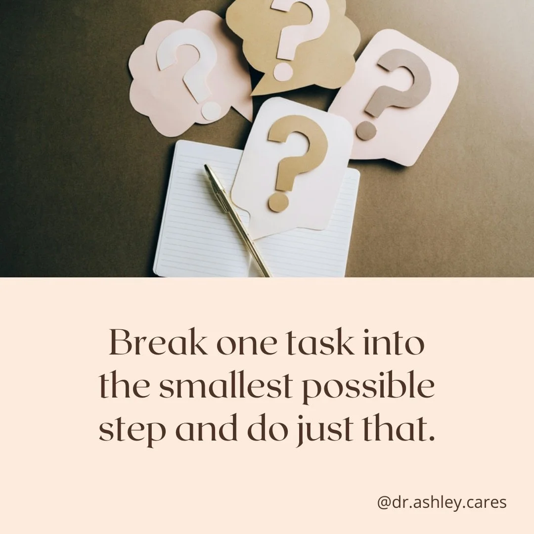 Quick tip: Break one task into the smallest possible step and do just that.

#selfcompassion #stressmanagementtips #therapistnearme #blacktherapistnearme #mentalhealth