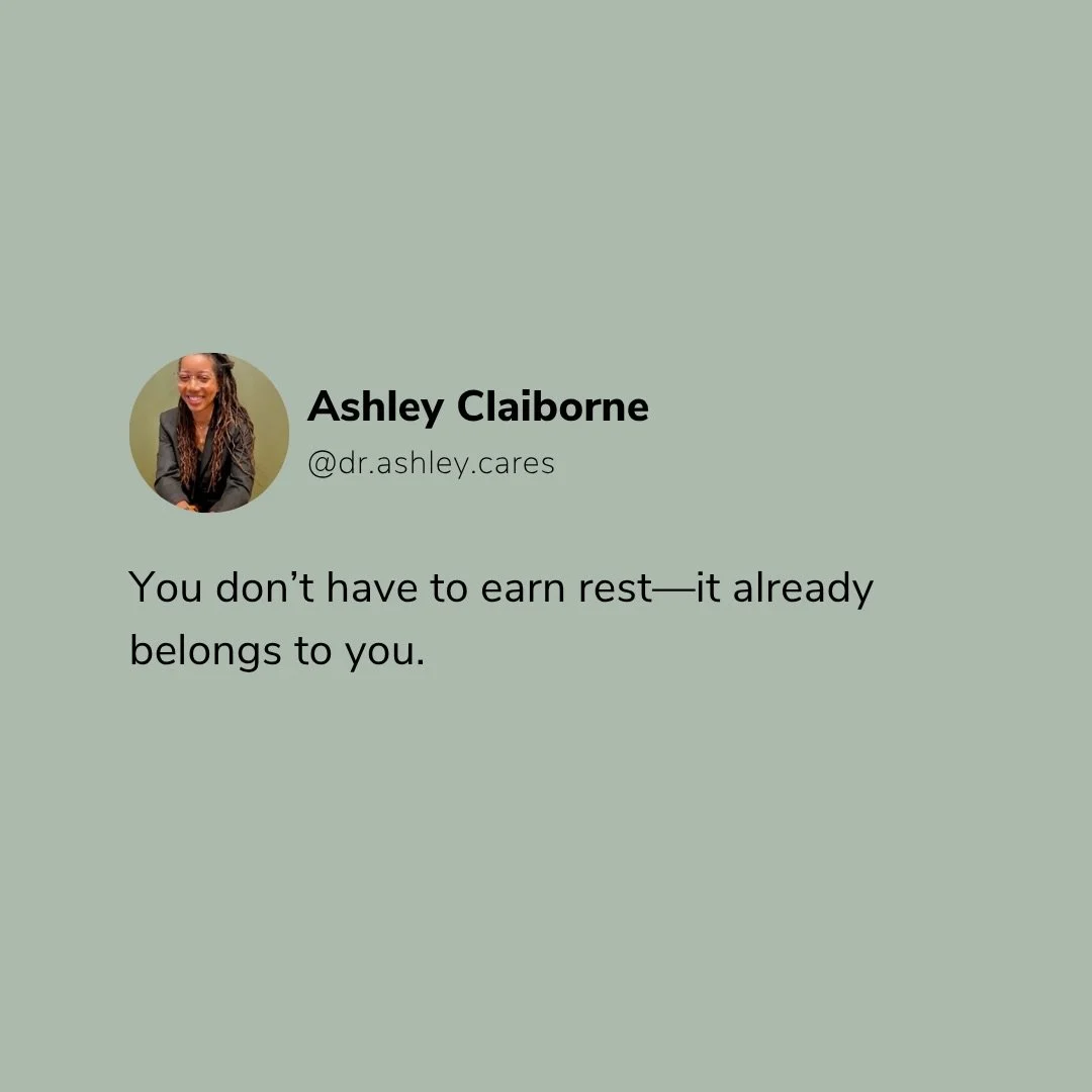 You don&rsquo;t have to earn rest&mdash; it already belongs to you. 

#selfcompassion #selfcareisntselfish #rest #therapistnearme #blacktherapistnearme