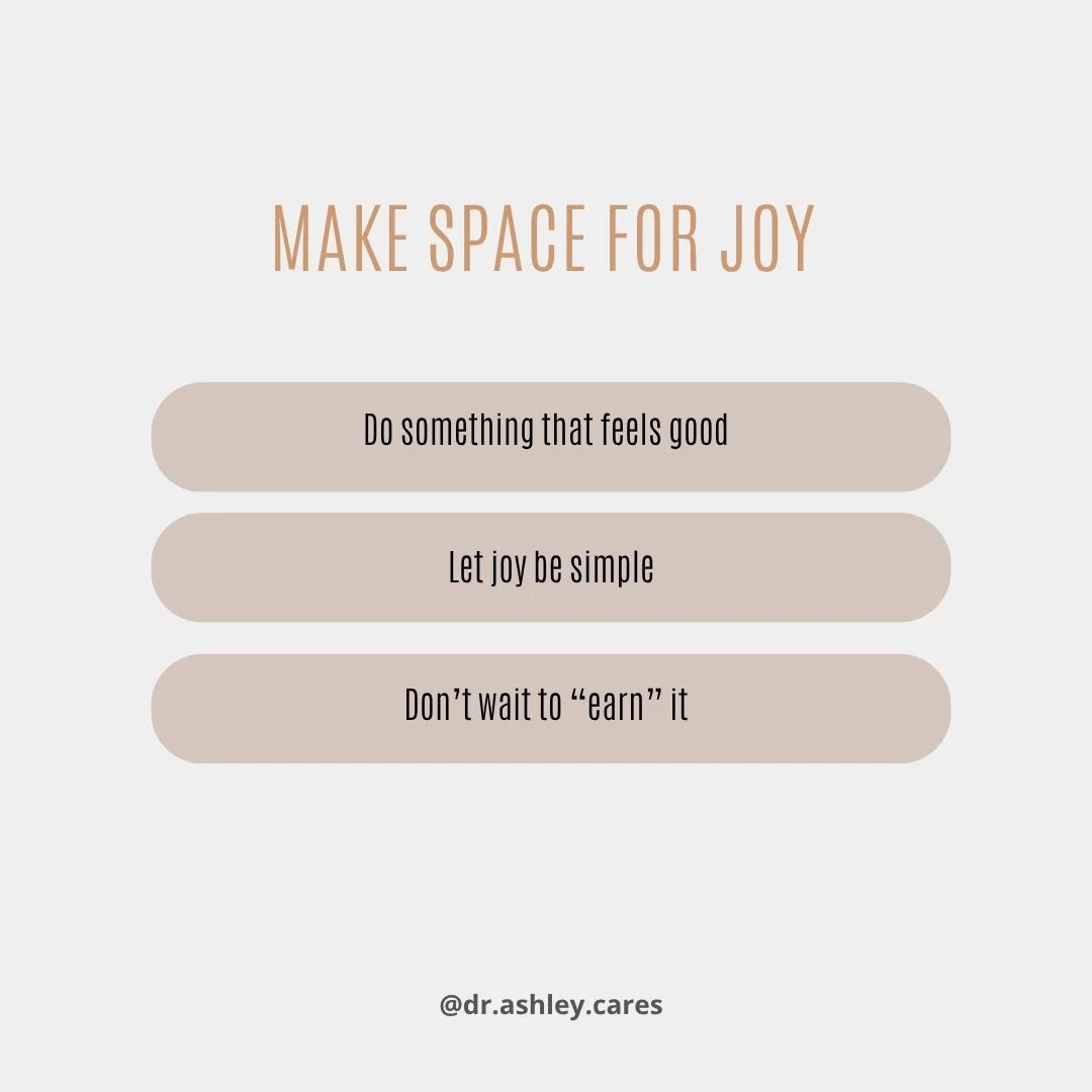 Make Space for Joy

&bull; Do something that feels good
&bull; Let joy be simple
&bull; Don&rsquo;t wait to &ldquo;earn&rdquo; it

#selfcompassionjourney #therapistnearme #blacktherapistnearme #mentalhealth #joy