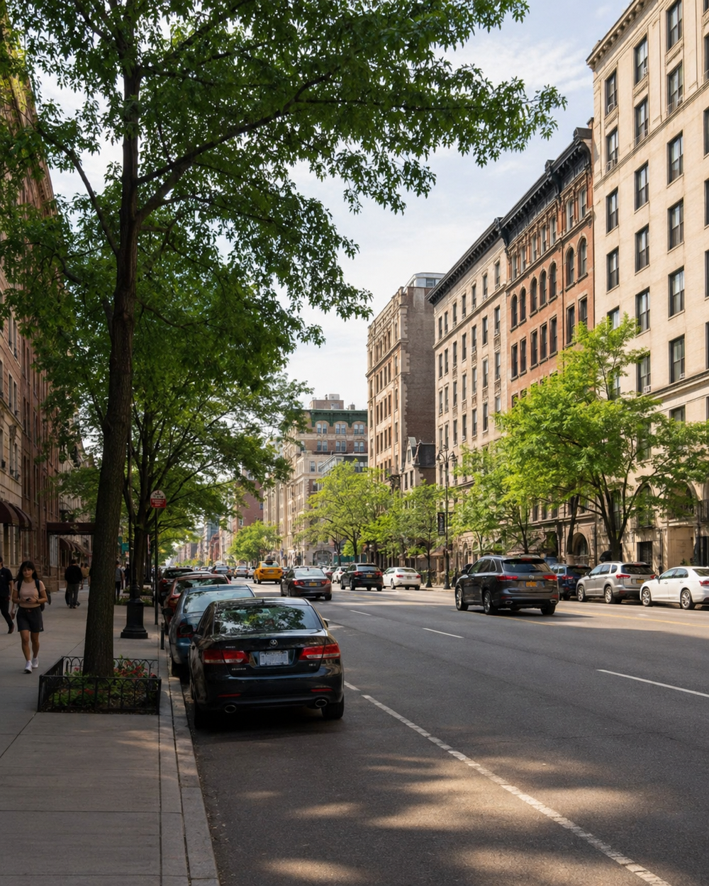 Amsterdam Avenue sidewalk on the Upper West Side