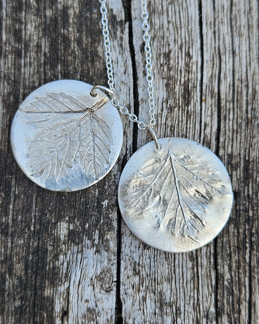 Two silver clay pendants made from real leaves - course by Rebecca Lucy Miller