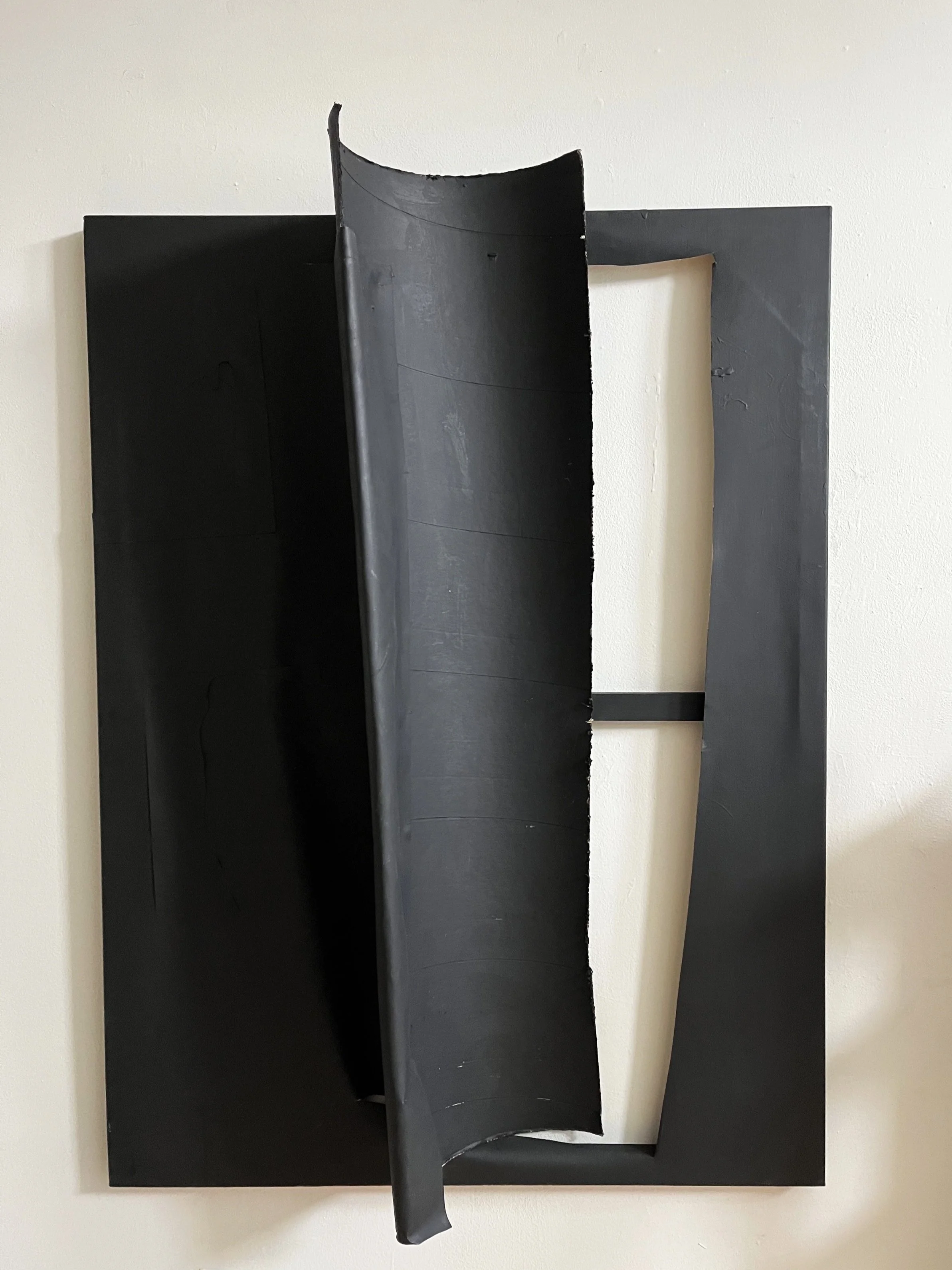 Black, 24x36'x17, tube, canvas, gesso, 2023