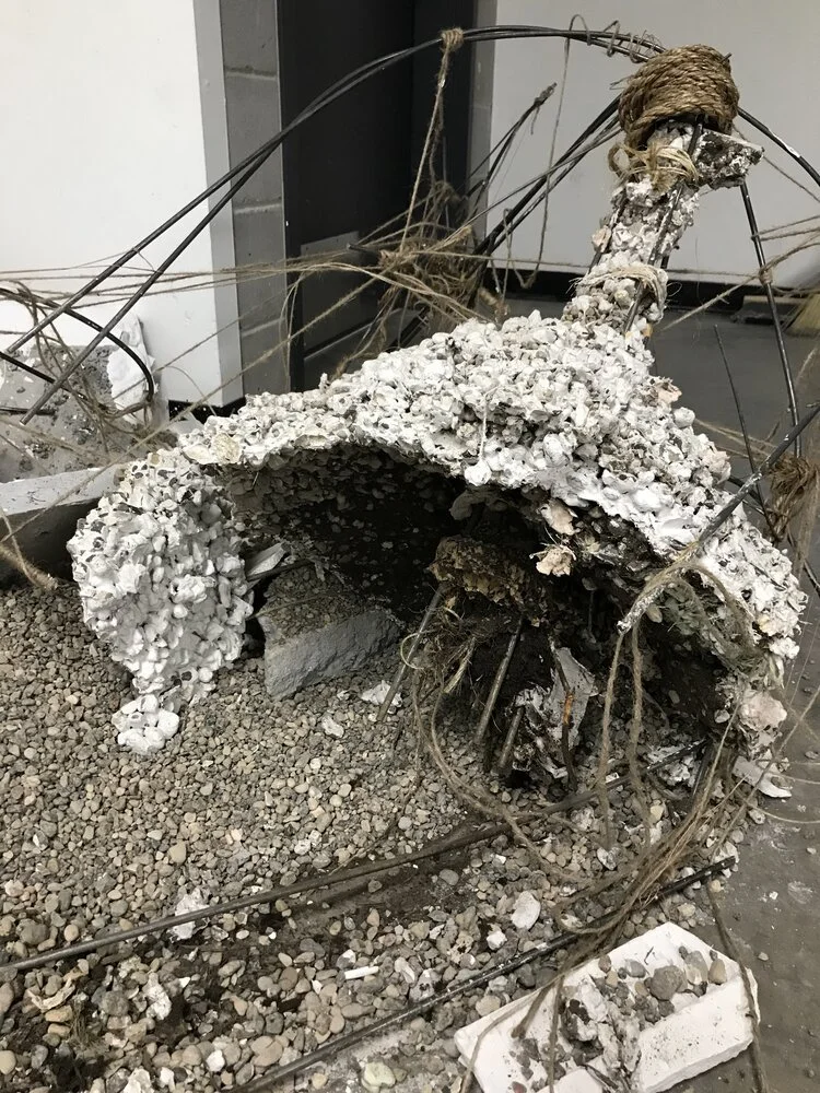 Skirt, 4x5x7 ft, Gravel, steel, plaster, twine, 2020