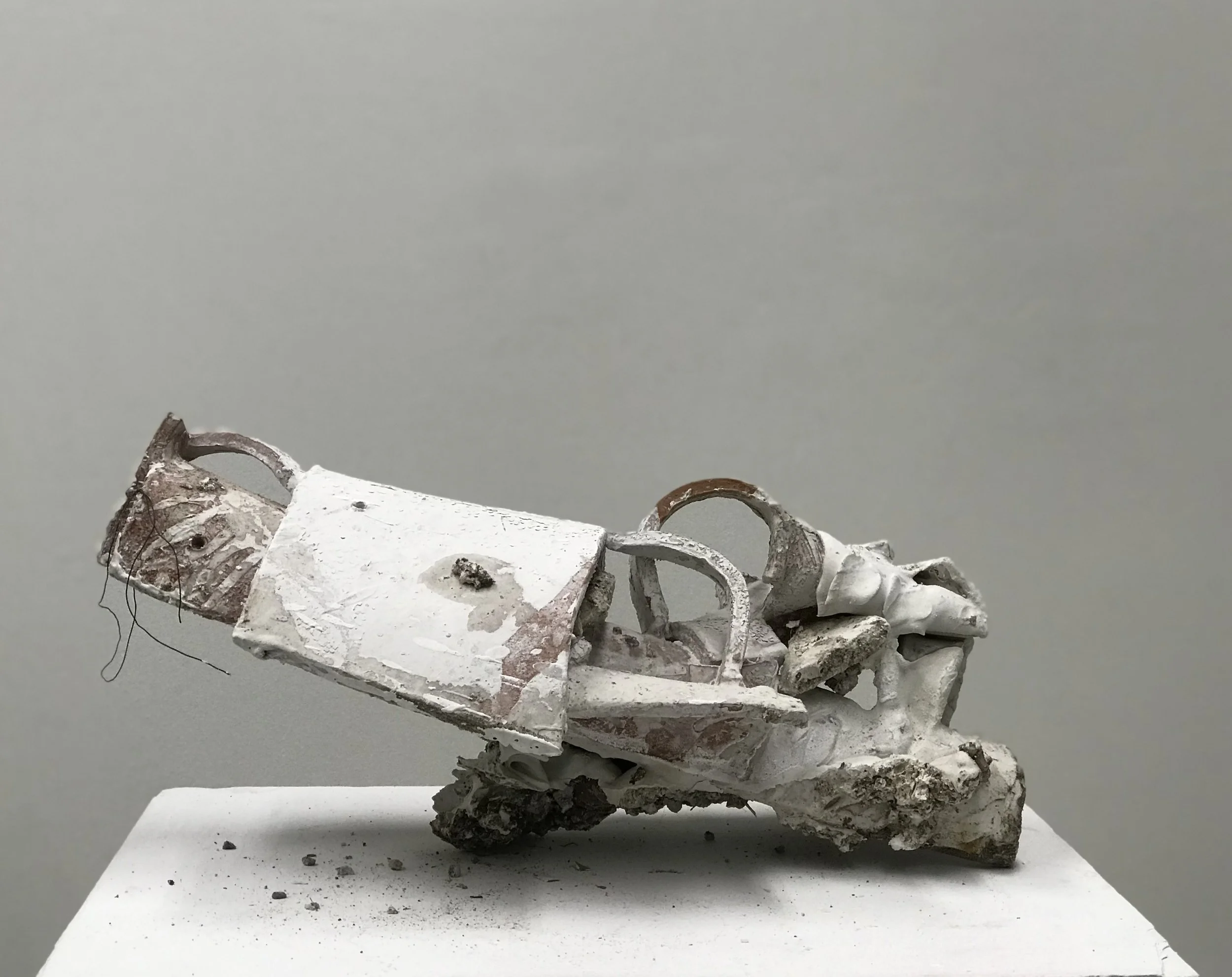 Barrel, 20x40x15' earthware, plaster, string, gravel, 2022