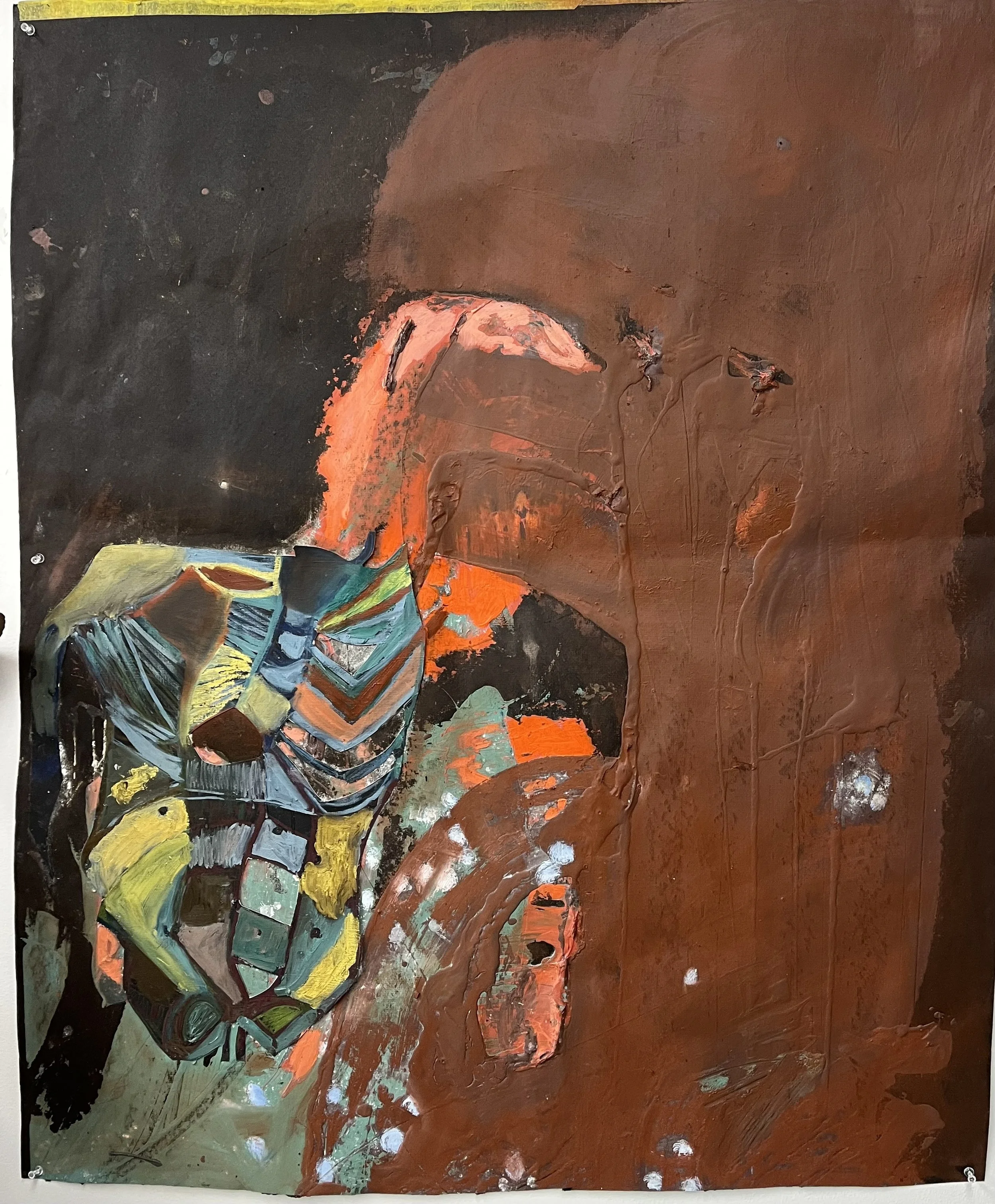 Longing, 7x6 ft, oil, acrylics, plaster on tar paper, 2022
