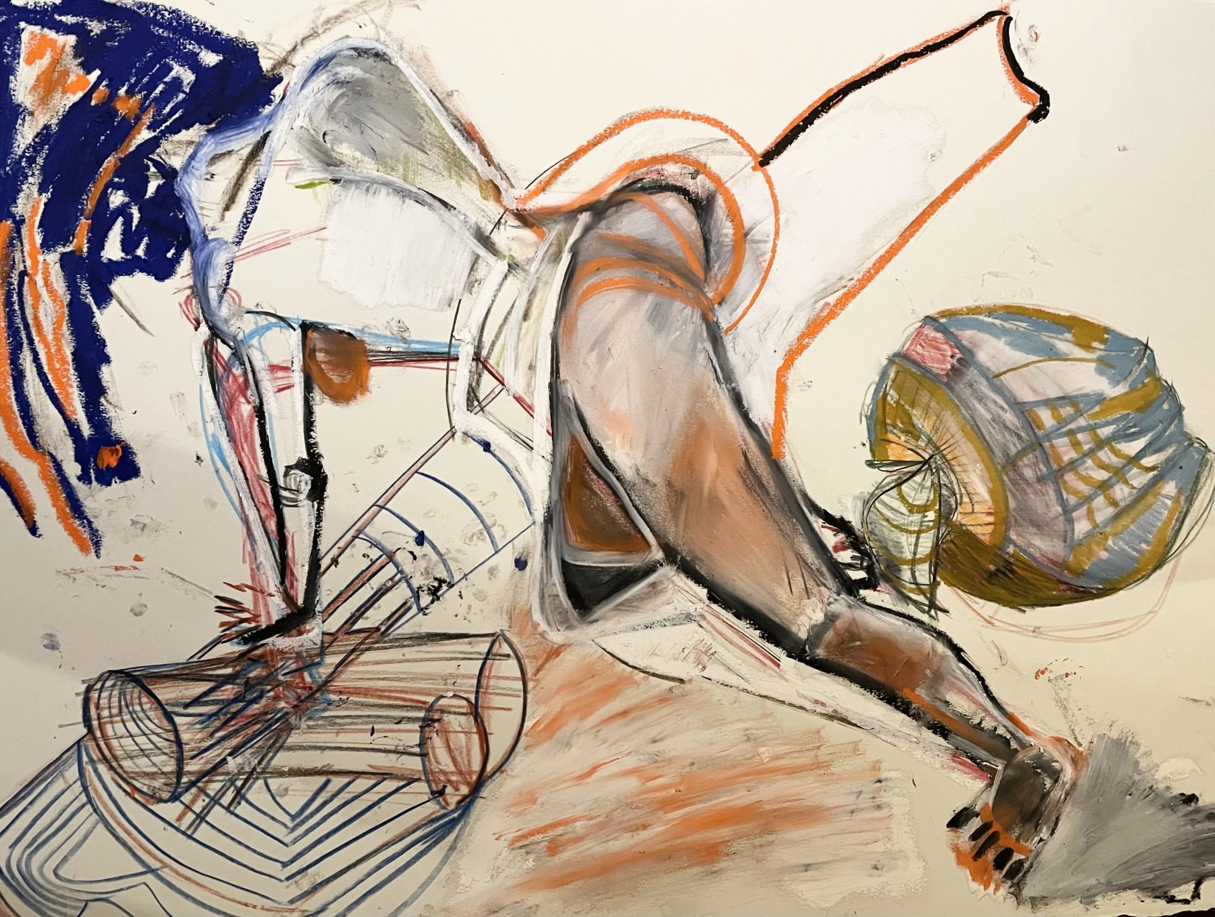 Self portrait, 23x36' oil on paper, 2023