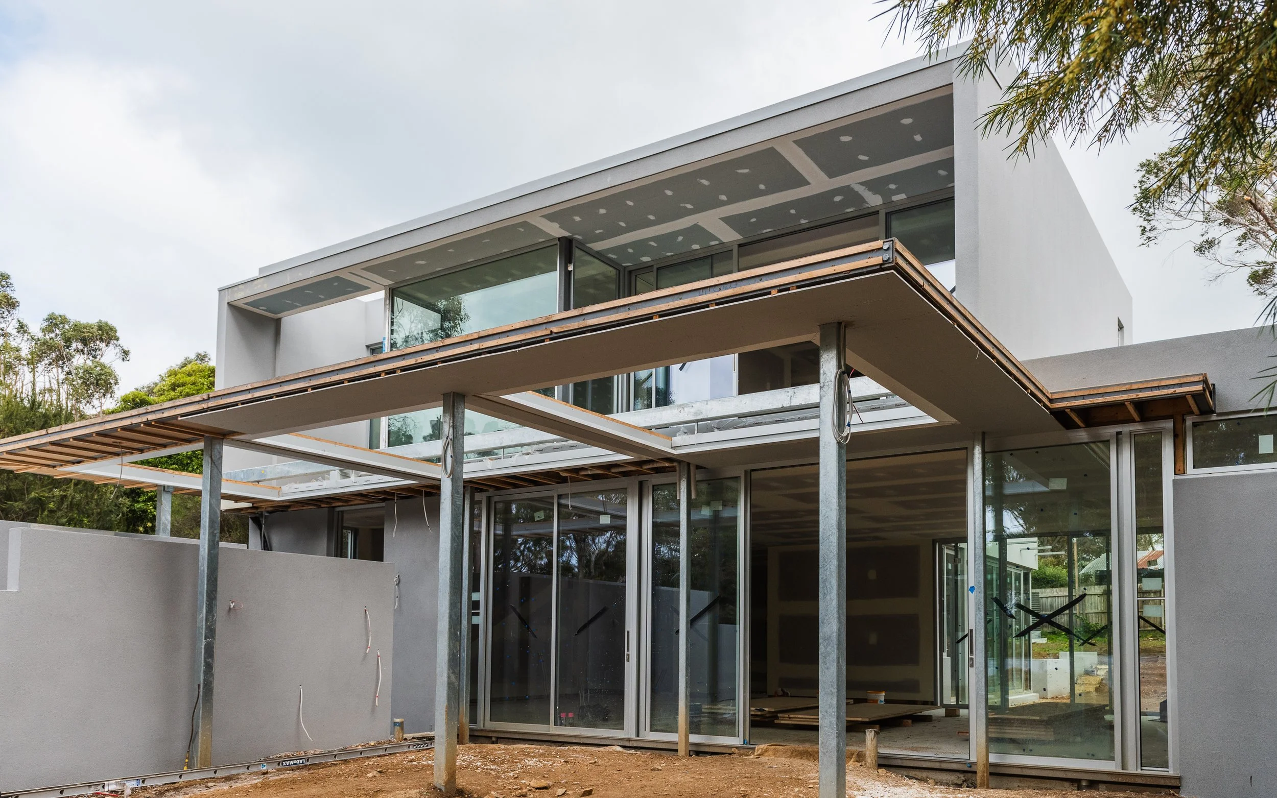 Custom new home under construction