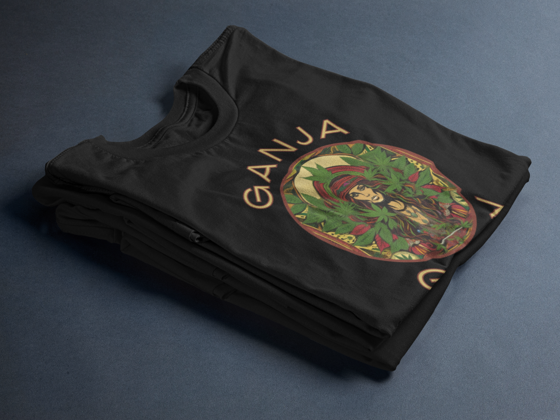 Ganja Gypsy Crew Neck T-Shirt Folded.png