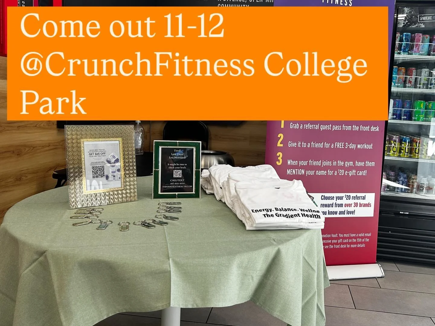 Come out to meet The Gradient Health today @crunchcollegepark