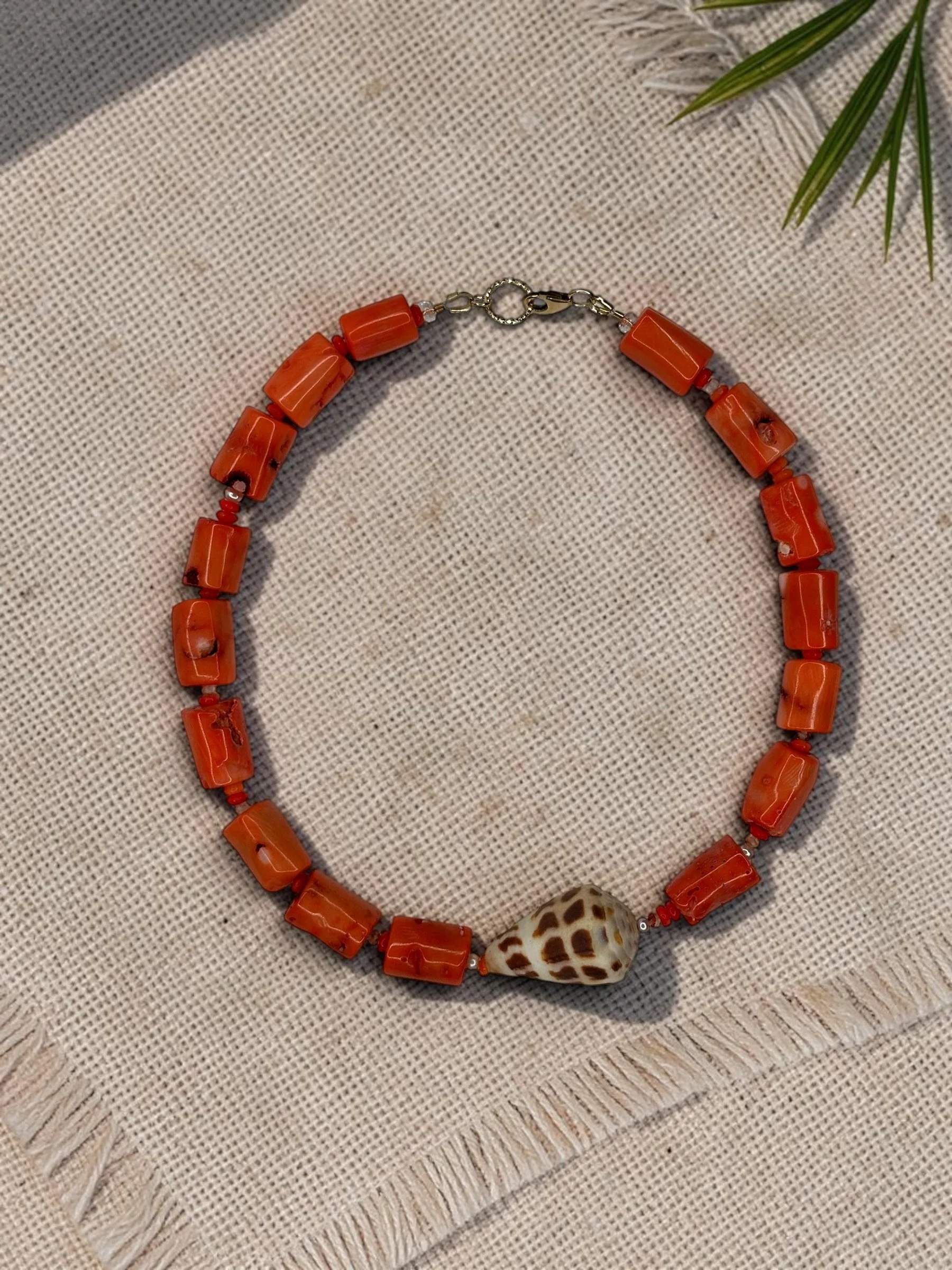 Orange Coral & Cone Suprise Choker