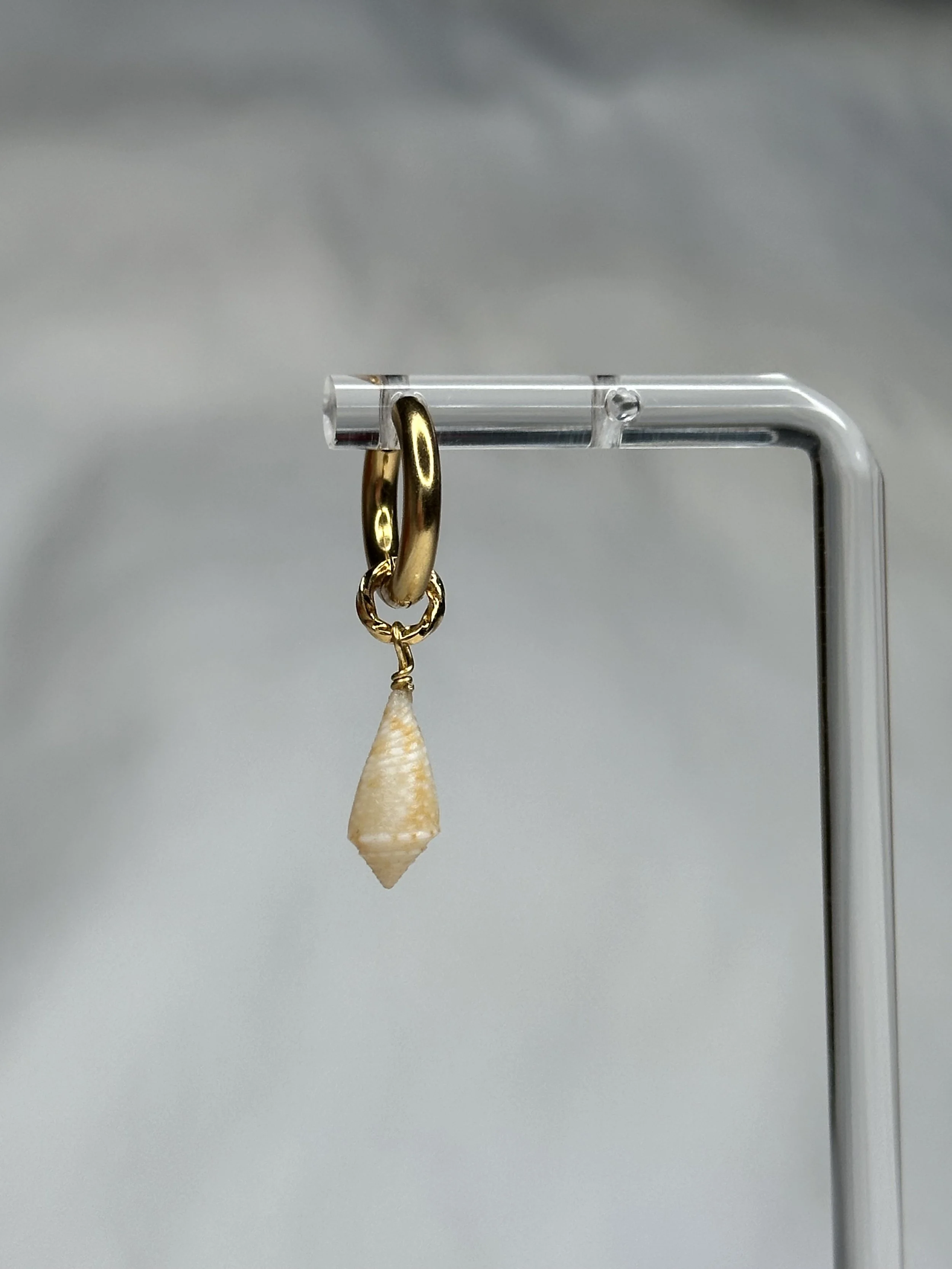 Tiny Jasper Cone Shell Hoop Earring