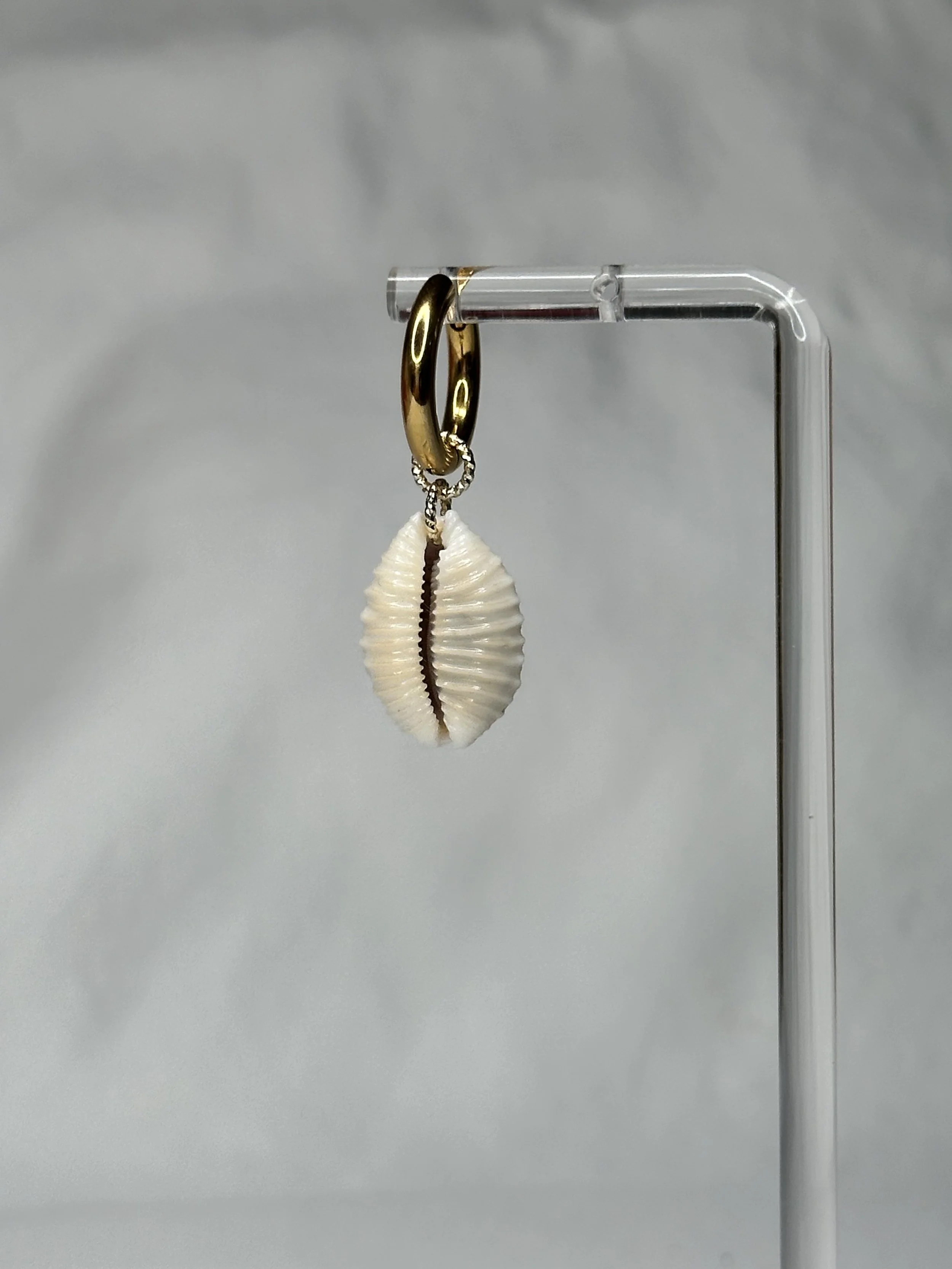 Granulated Cowrie Hoop Earring