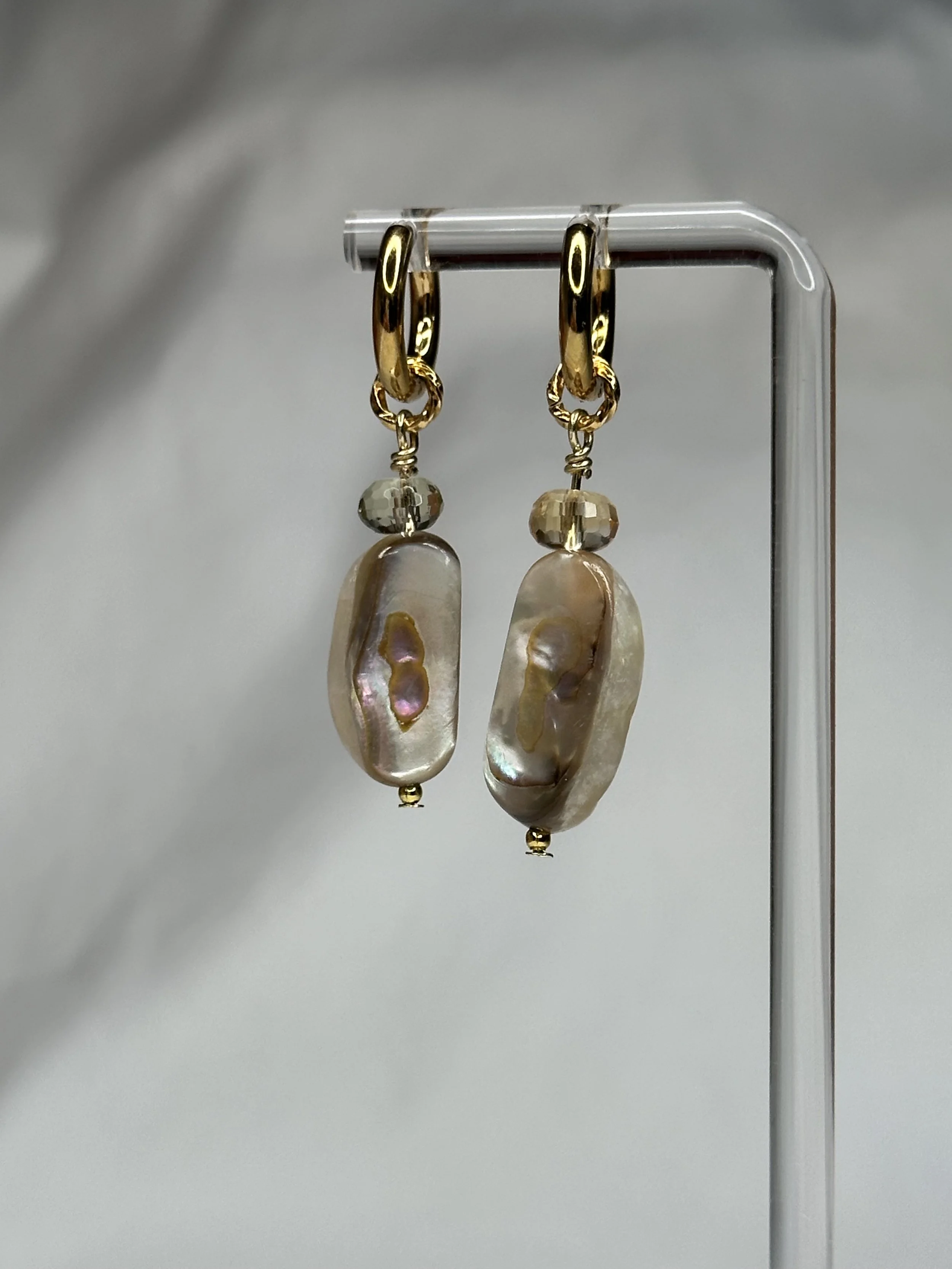 Vintage Abalone & Topaz Earrings