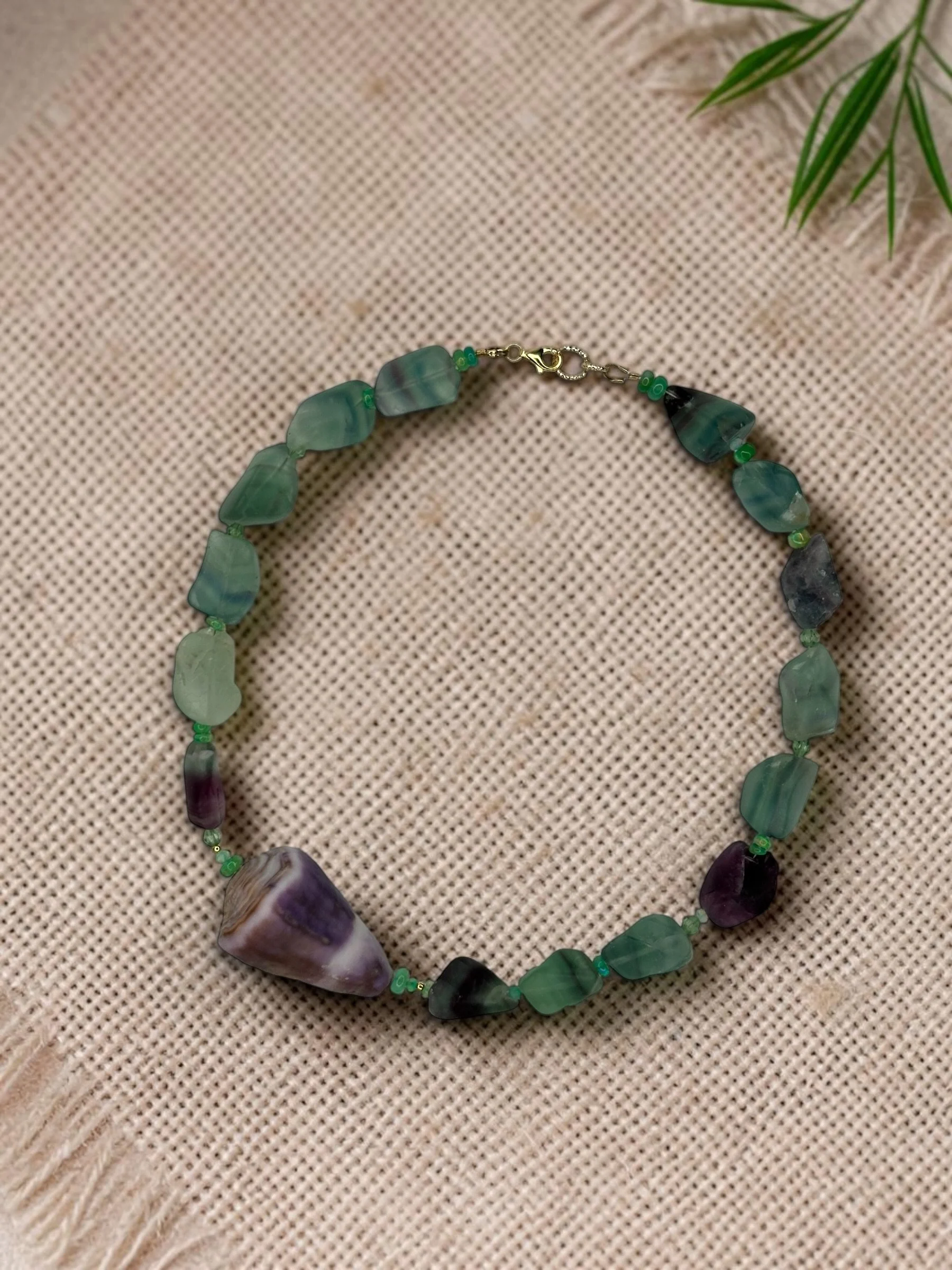Flourite, Opal, & Cone Shell Choker