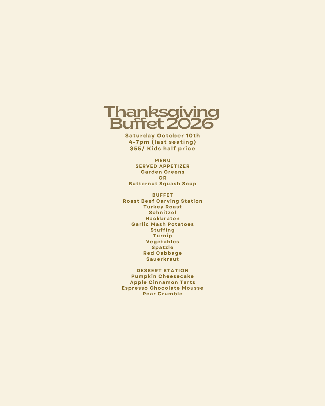 Thanksgiving Buffet 2026