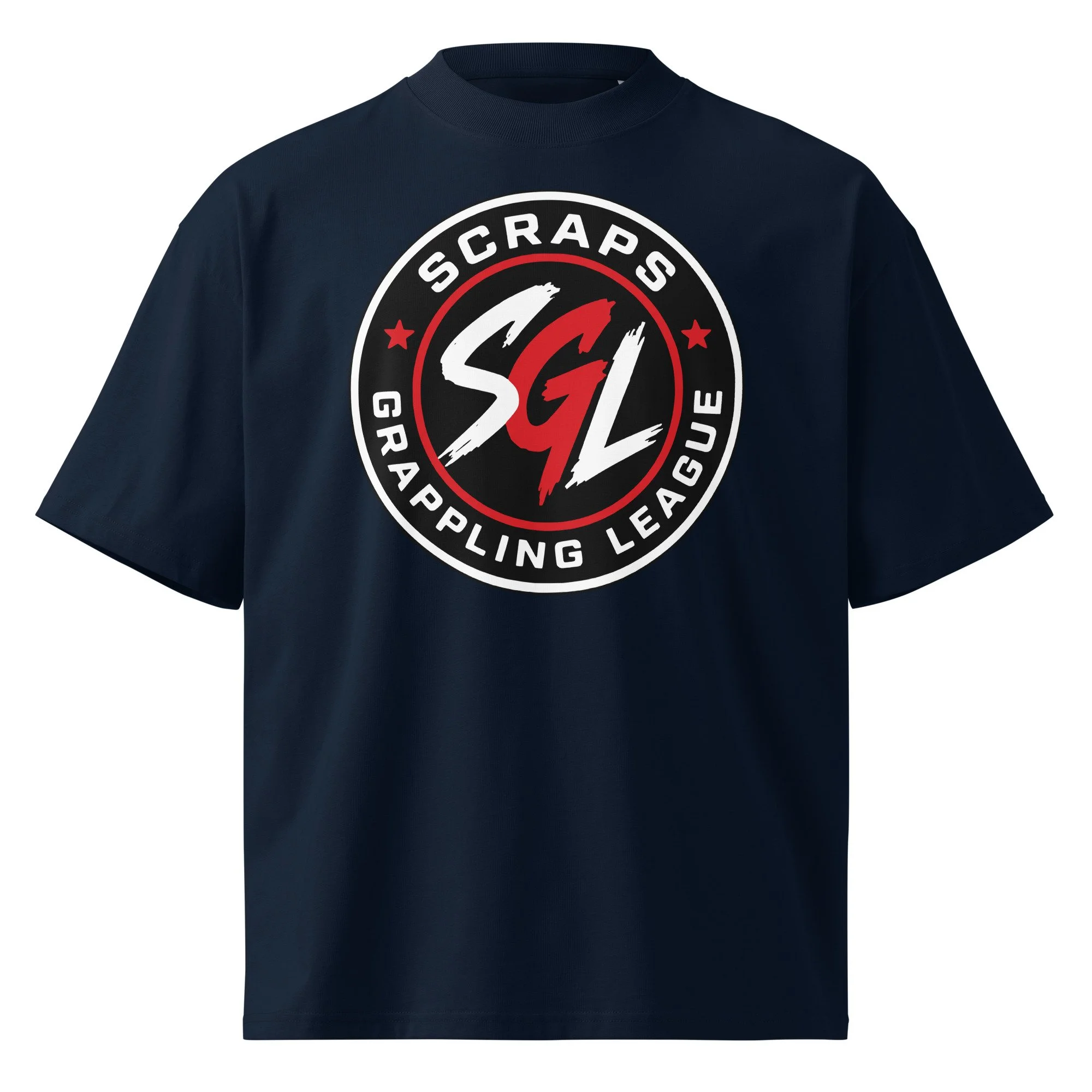 unisex-organic-oversized-high-neck-blaster-2.0-t-shirt-french-navy-front-6a96486c1e39e.jpg