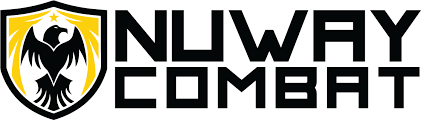 NUWAY Combat logo featuring a black eagle with yellow accents and a shield design.