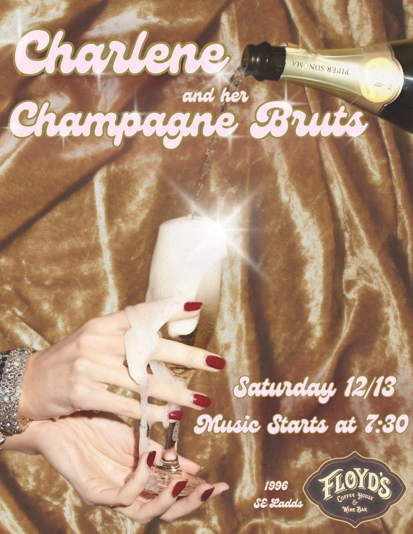 Charlene and her Champagne Bruts bring an intimate evening of live, jazz, Standards, blues, and holiday tunes to Floyd&rsquo;s. Charlene&rsquo;s voice has been described as a beckoning invitation. &nbsp;Rich and sultry, this is a voice that is not na