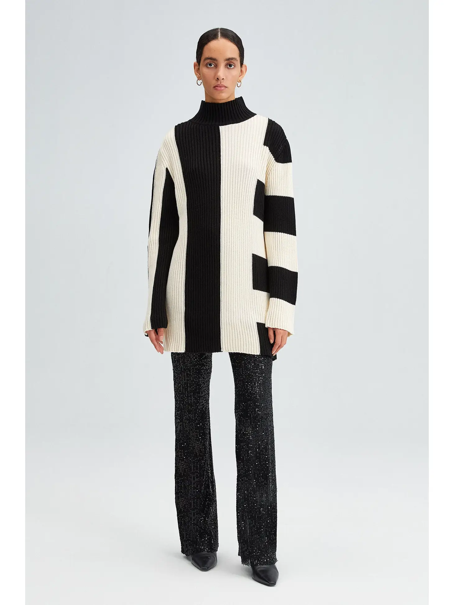 Asymmetric Striped Sweater