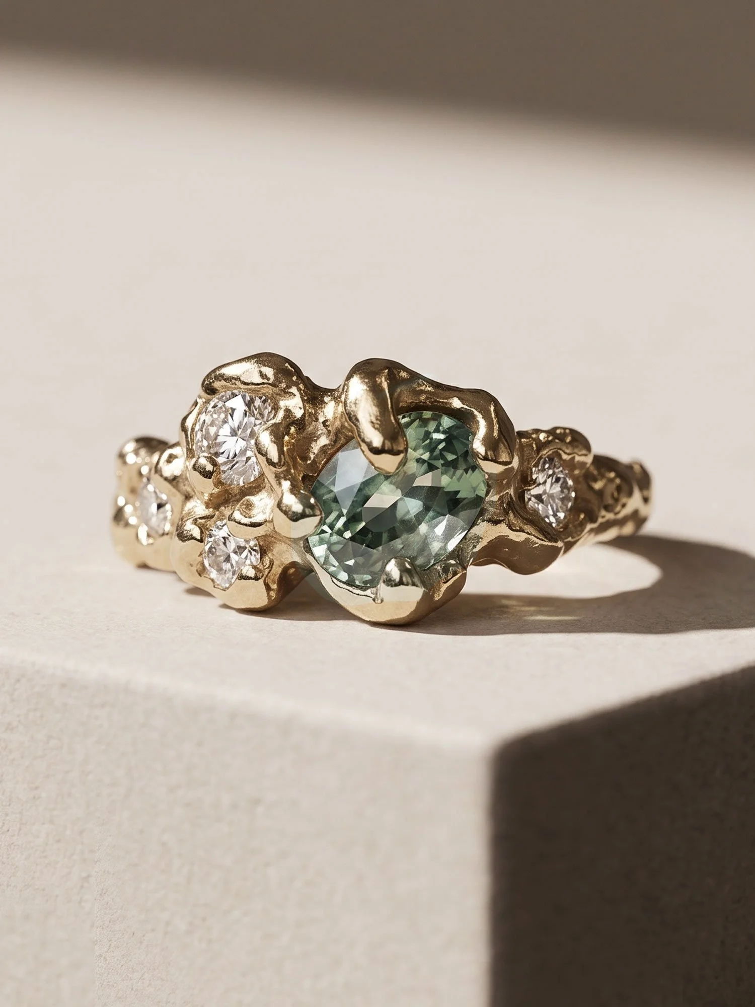 Bi-Colour Sapphire Cluster Ring