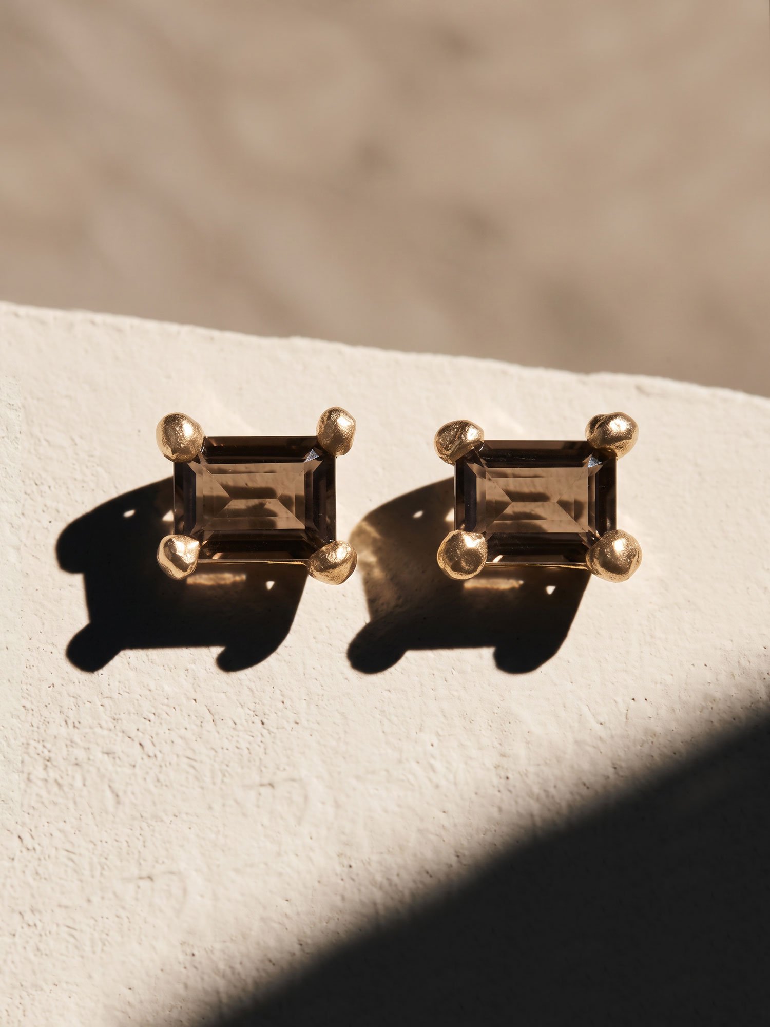 Plato Studs - Smoky Quartz