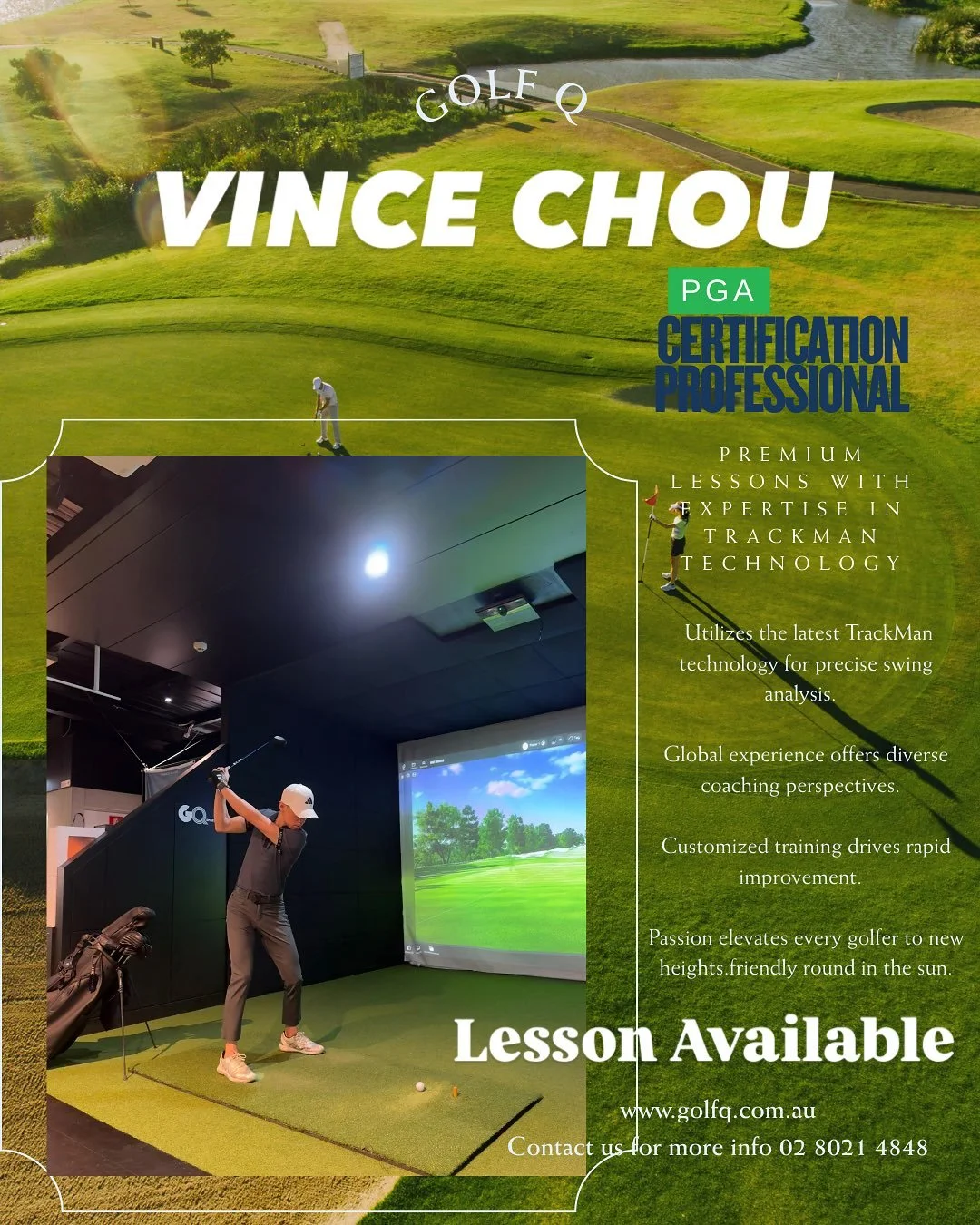 ⛳️Coach Vince is a PGA Certified professional with vast coaching experience for golfers at all levels. With achievements across China, Australia, and Taiwan, he has successfully transformed the games of many players, from beginners to seasoned compet