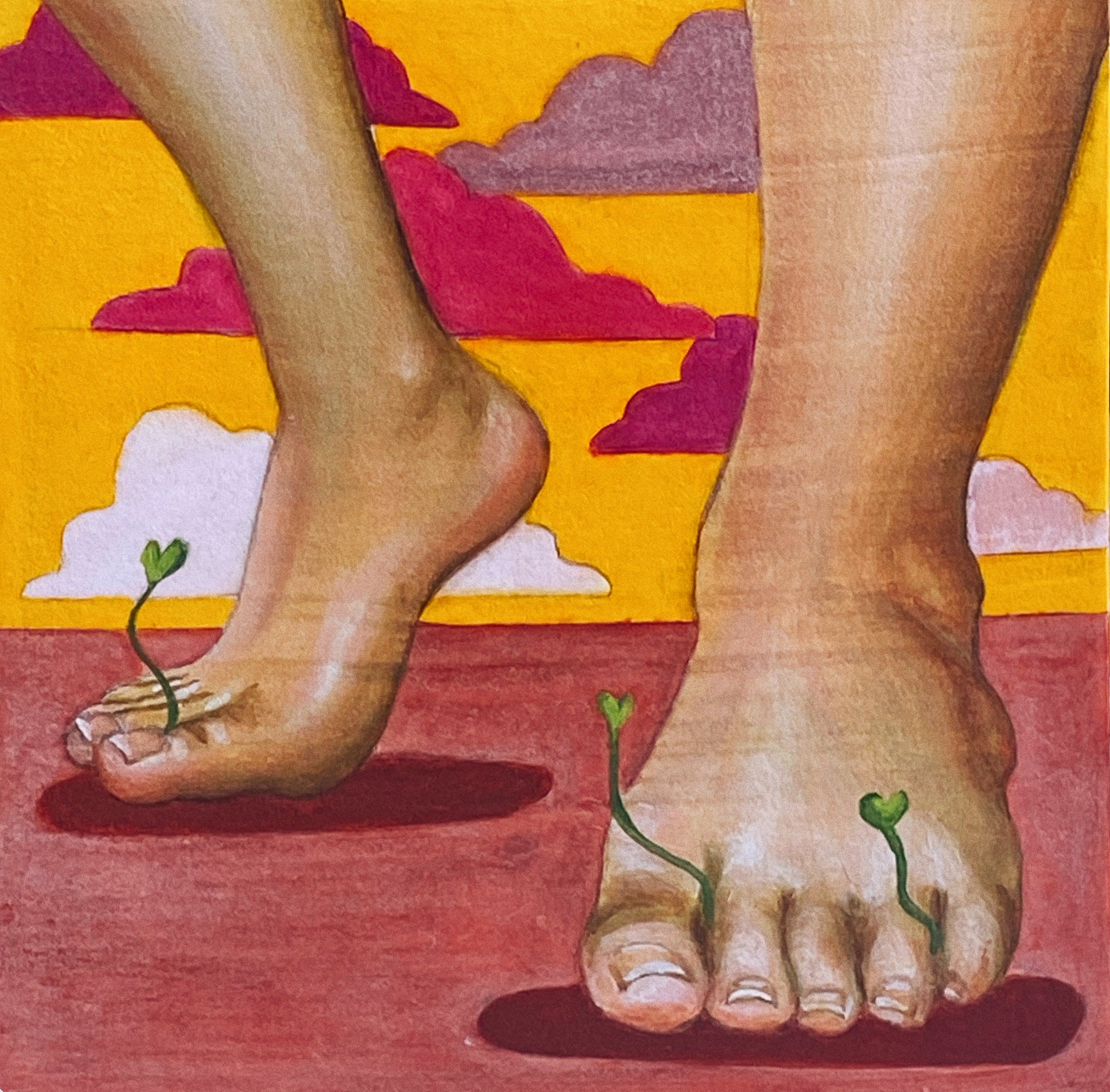 Chance to Renew, 4”x4” gouache on wood panel, 2021