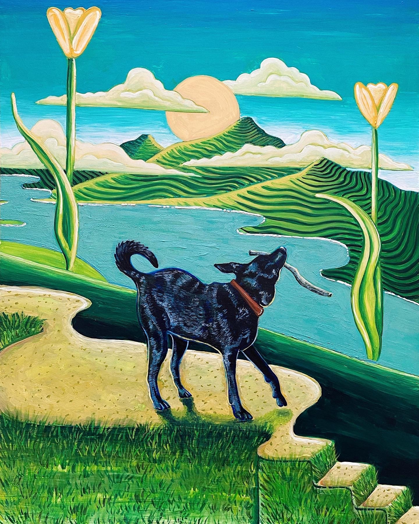 Ruby, 16”x20” acrylic gouache on wood panel, 2022