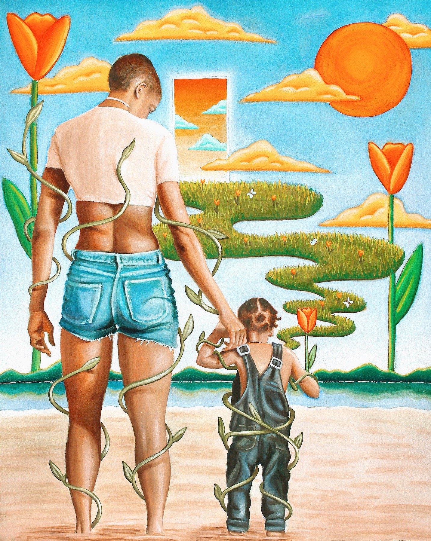 For Majahdi, 16”x24” gouache & soft pastel on paper, 2020