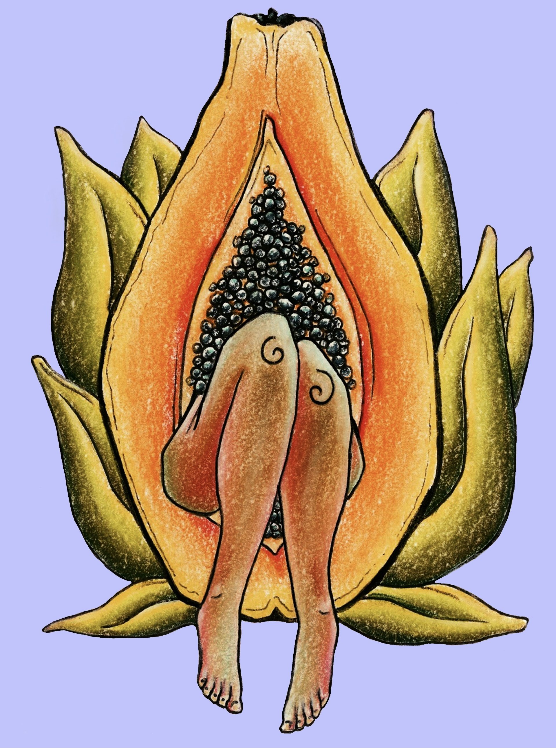 Instilled Femininity, 4”x6” soft pastel and ink on paper, 2018