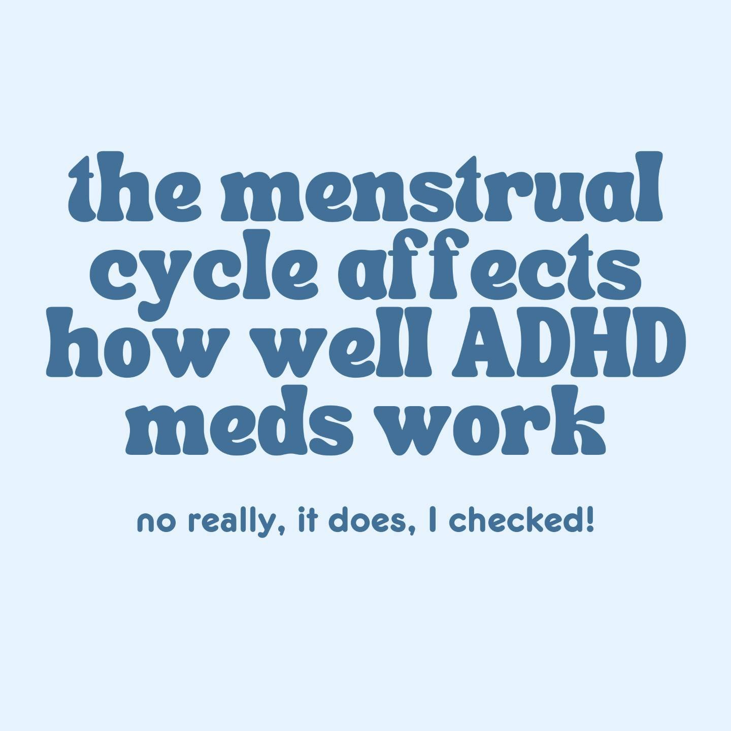 If you take ADHD medication, do you find it's less effective just before you get your period? 📉🩸

If your answer is yes, you're not alone!

Women often report that their ADHD meds are less effective in the premenstrual period, myself included

This