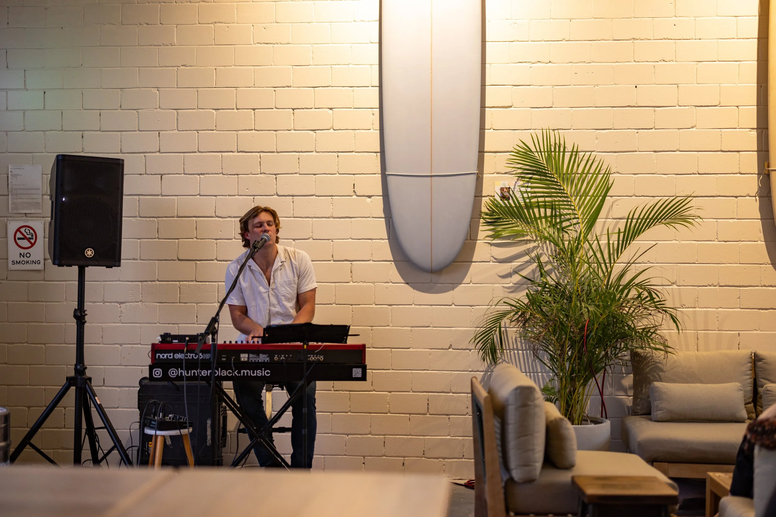 Hunter Black playing a sole session at the Hang Ten distillery in Warriewood Sydney.