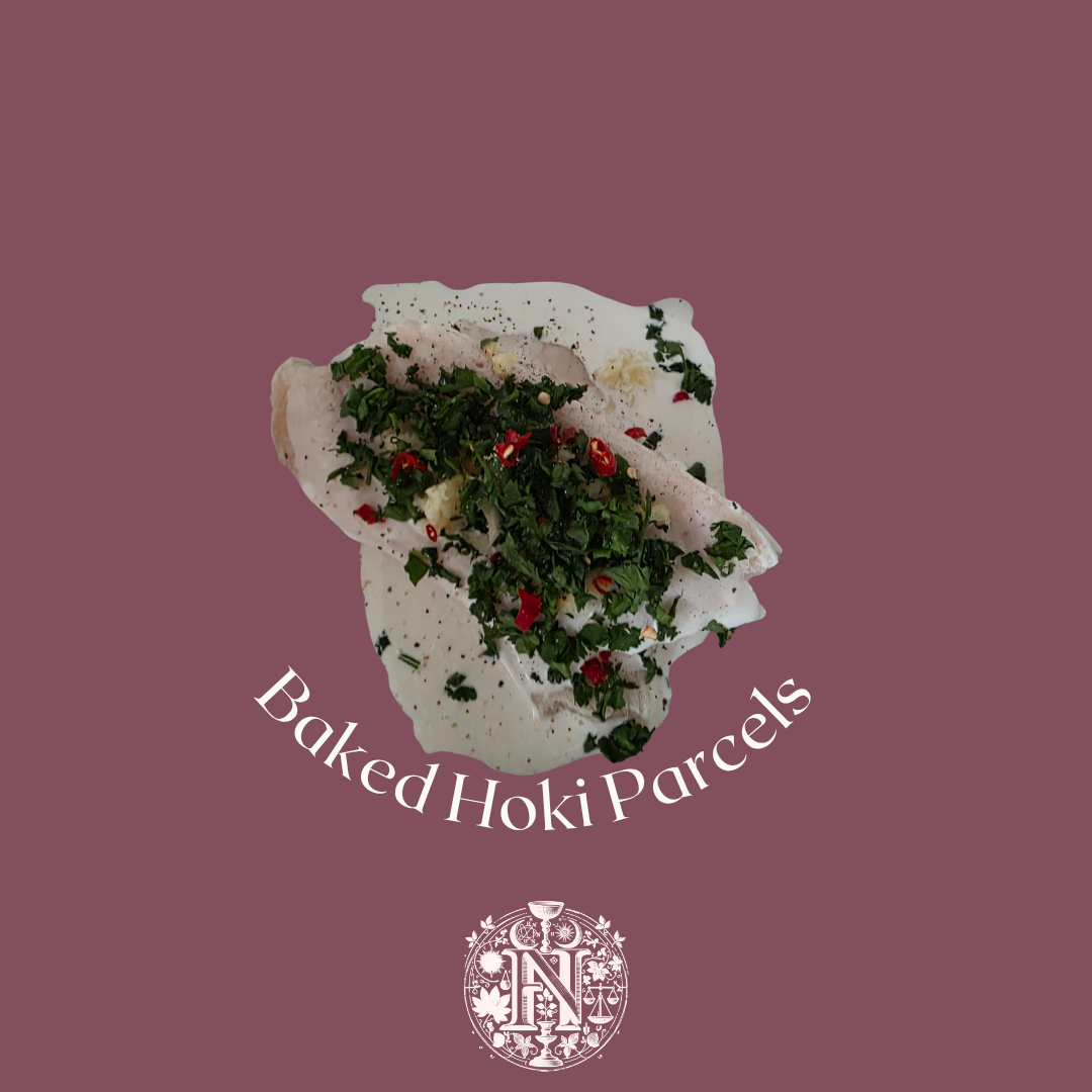 Baked Coconut Hoki Parcels with Greens &amp; Rice