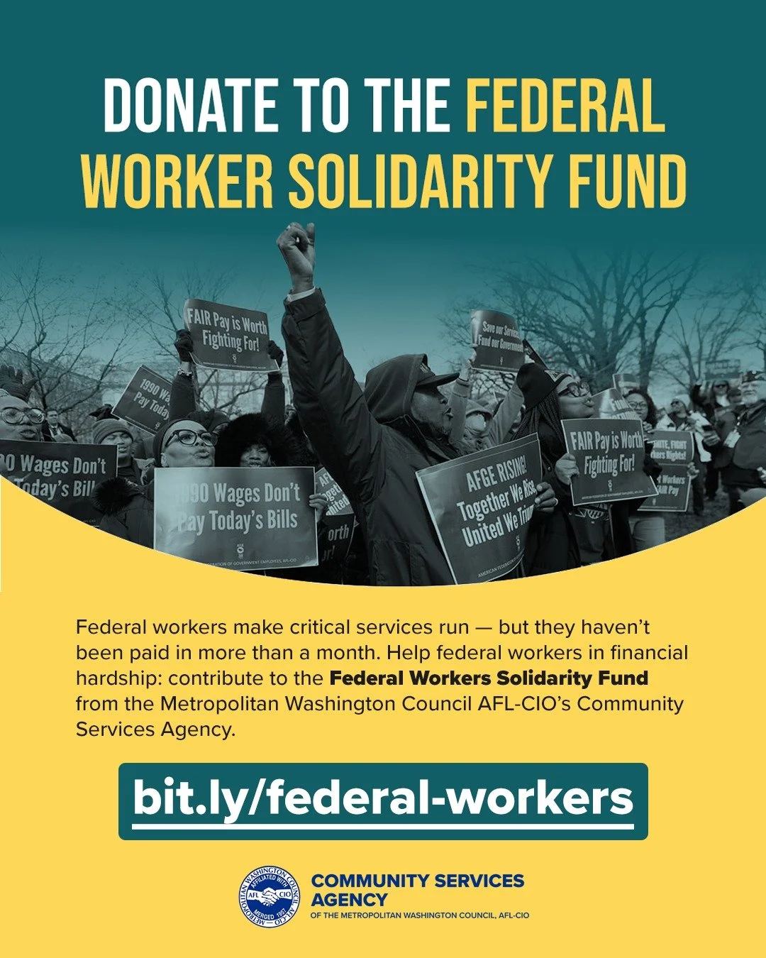 Federal workers make critical services run &mdash;&nbsp;but they haven&rsquo;t been paid in more than a month. 

Help federal workers in financial hardship: contribute to the Federal Workers Solidarity Fund from the Community Services Agency, at bit.