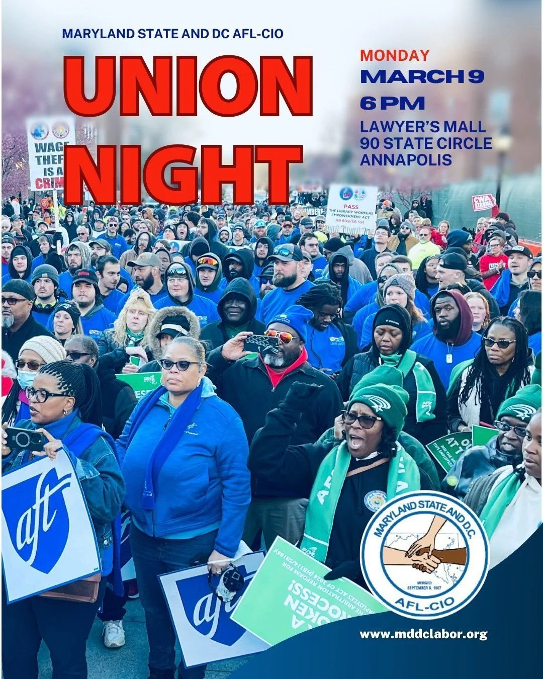 From teacher strikes to state worker contracts to the minimum wage and more, there is a lot at stake for workers in the Maryland General Assembly this session.

On Monday, March 9, union members from across Maryland and DC will rally at the Lawyer&rs