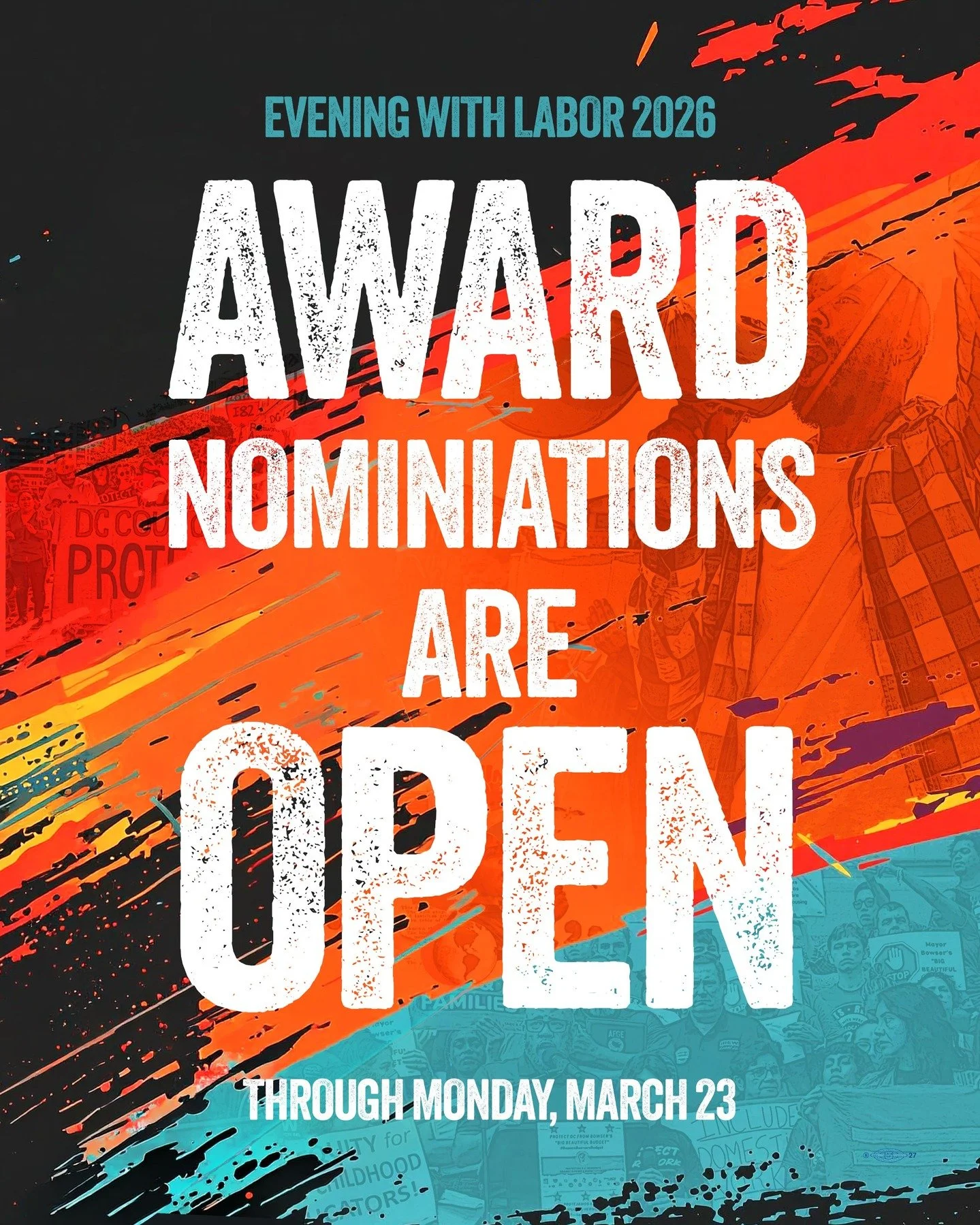 Do you know an outstanding union member, movement leader, ally, or organization that has gone above and beyond in the last year? Nominate them for one of this year's #EveningWithLabor awards! 

This year we'll recognize leaders in 10 categories, and 