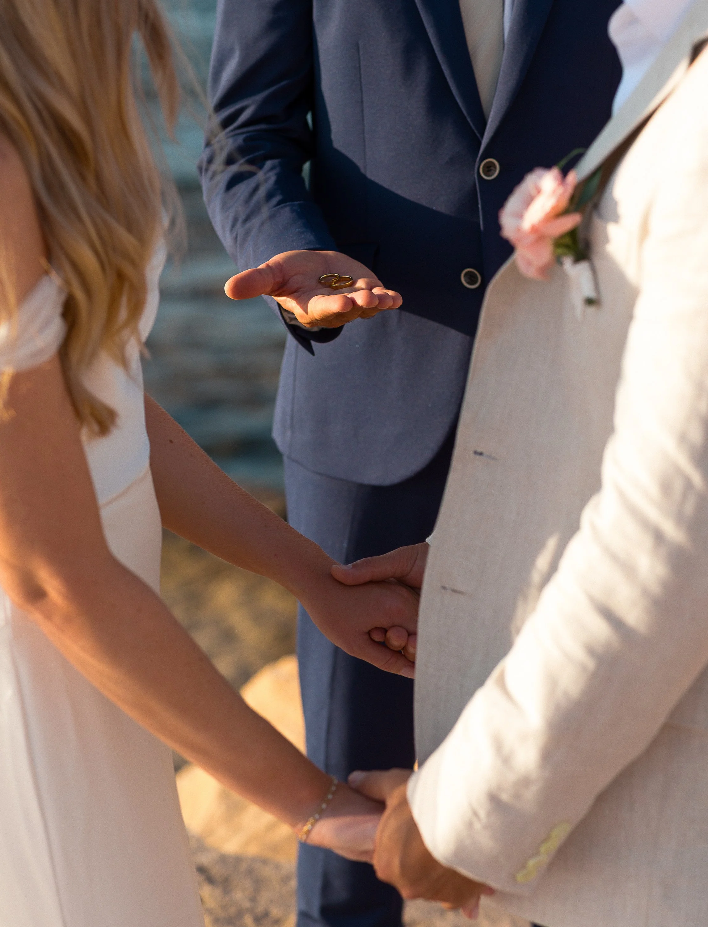 Ring exchange during a symbolic elopement ceremony in Spain
