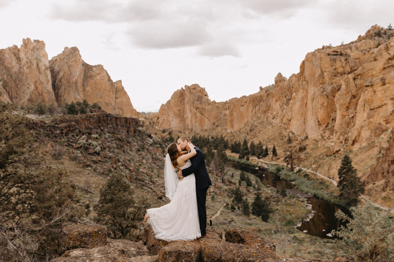 Smith Rock State Park elopement in Central Oregon canyon landscape