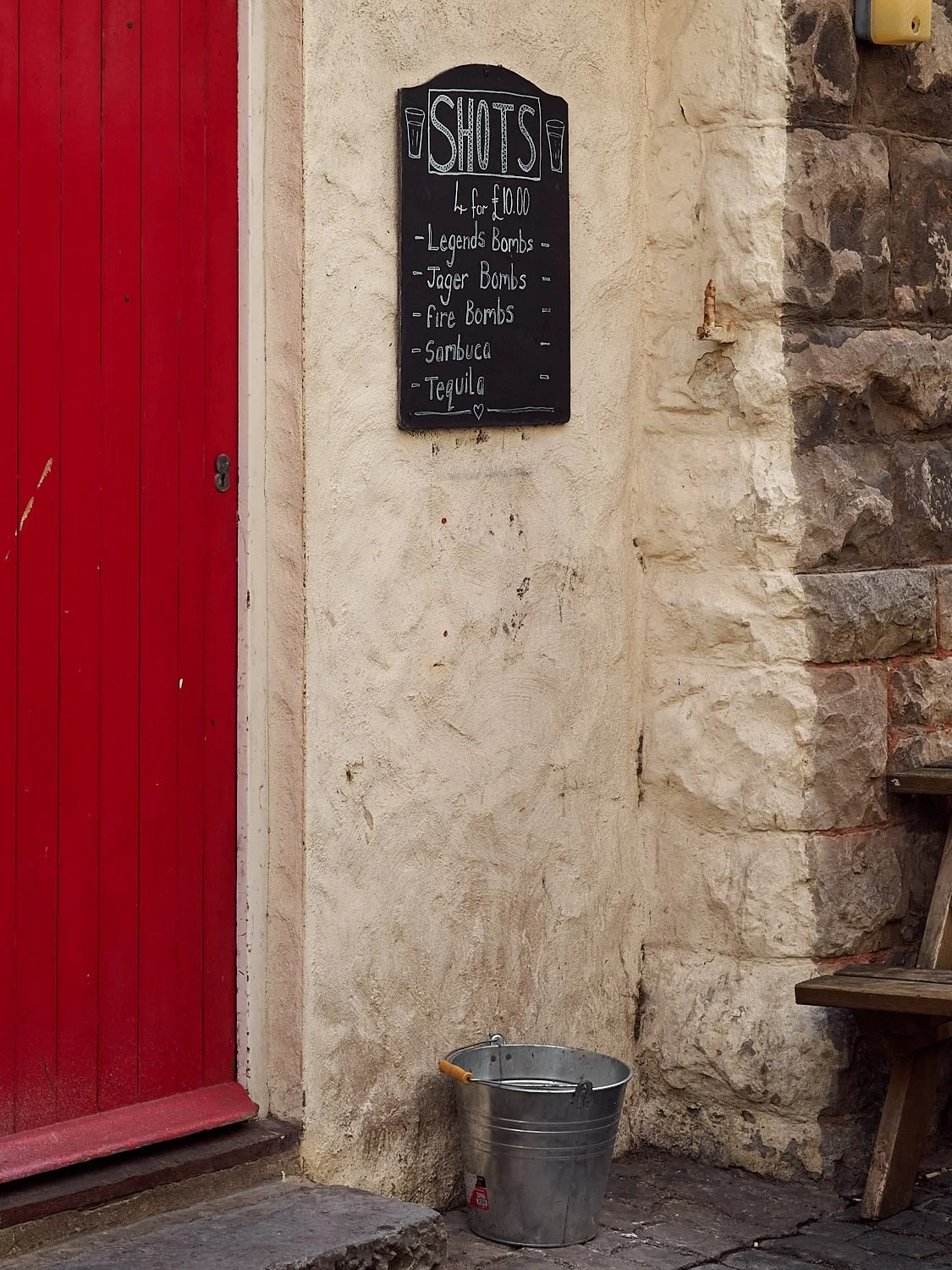 Cheap shots and a tin bucket.