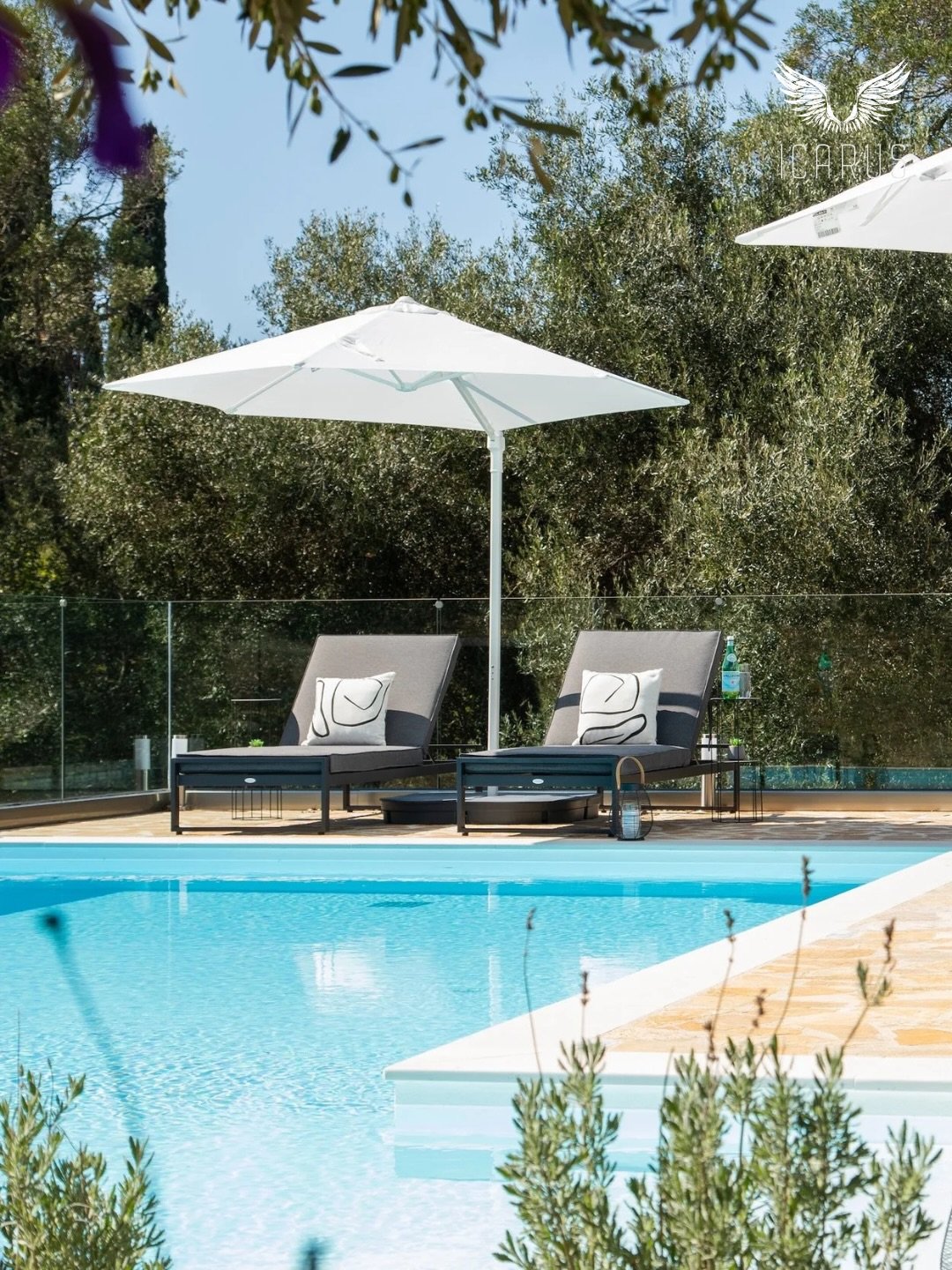 Outdoor living at Villa Icarus is something truly special. 🌿✨

Our beautiful, large private pool sits within stunning enclosed gardens, surrounded by olive trees and peaceful spaces to relax, unwind, and simply be.

But don&rsquo;t just take our w
