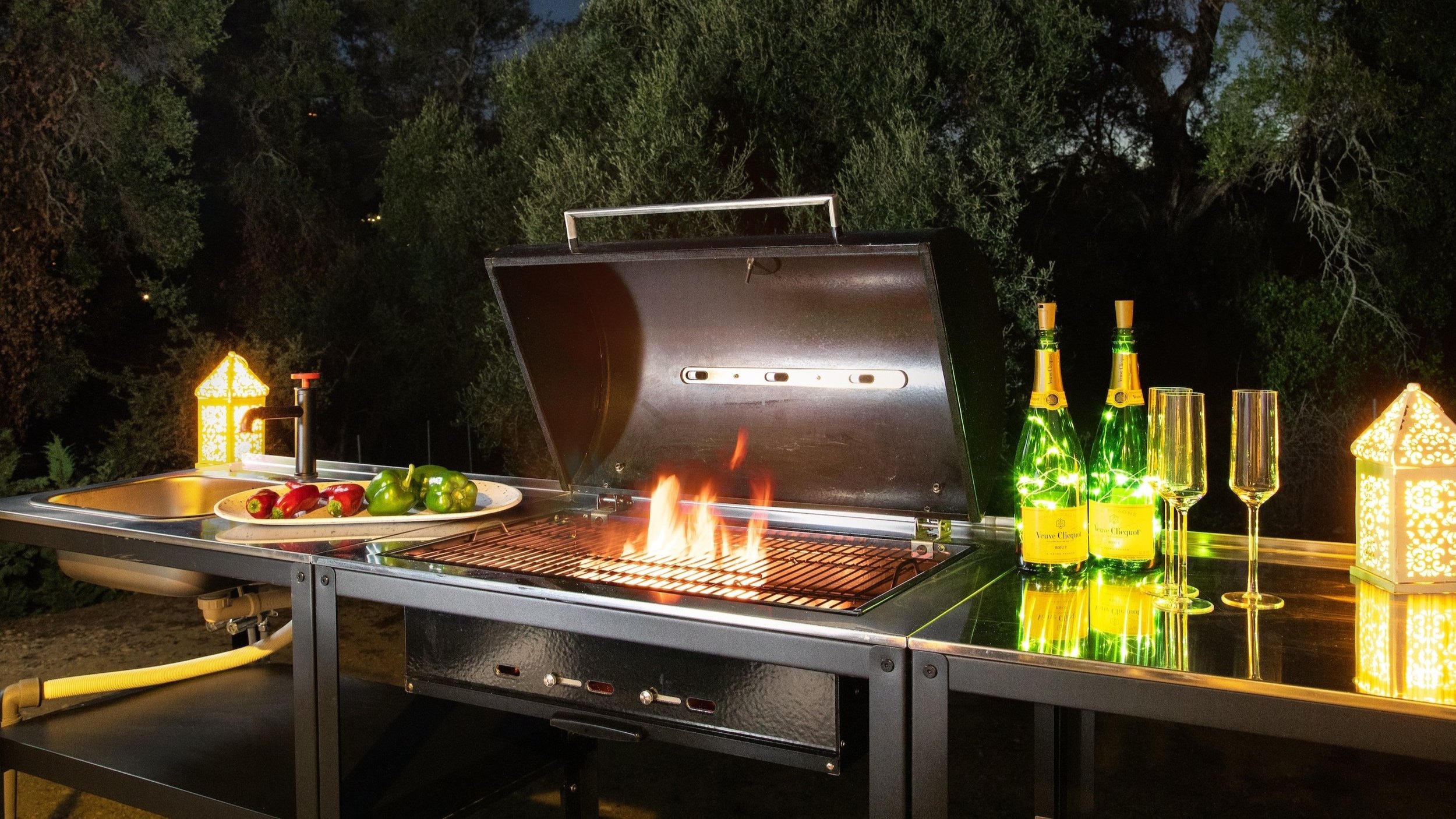 BBQ and outside kitchen area on the patio of Villa Icarus Corfu